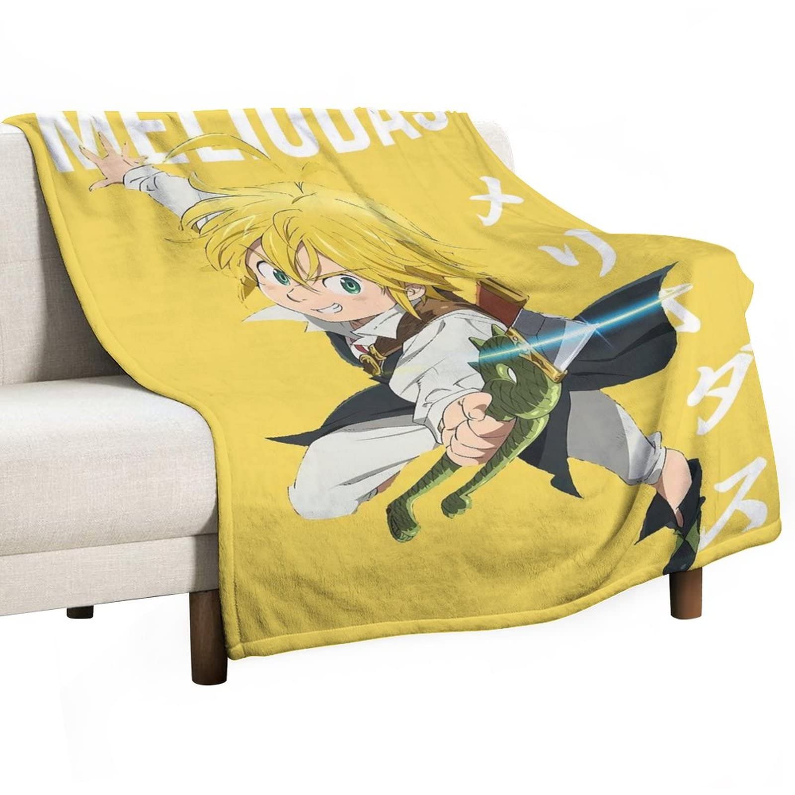 TTYQ Anime Meliodas Blanket - The Seven Deadly Sins Flannel Throw Blanket | Soft Plush Cozy Bed & Sofa Blanket 50x60 Inches (130x150cm) for Living Room, Bedroom, and Anime Gift