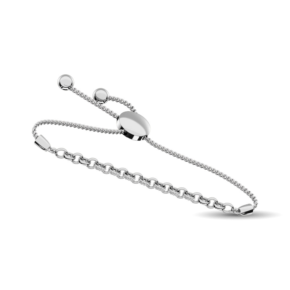 Diamond Bolo Bracelet 1/20 ct tw in Sterling Silver - Elegant Adjustable Jewelry for Women, Perfect for Weddings, Parties & Everyday Wear