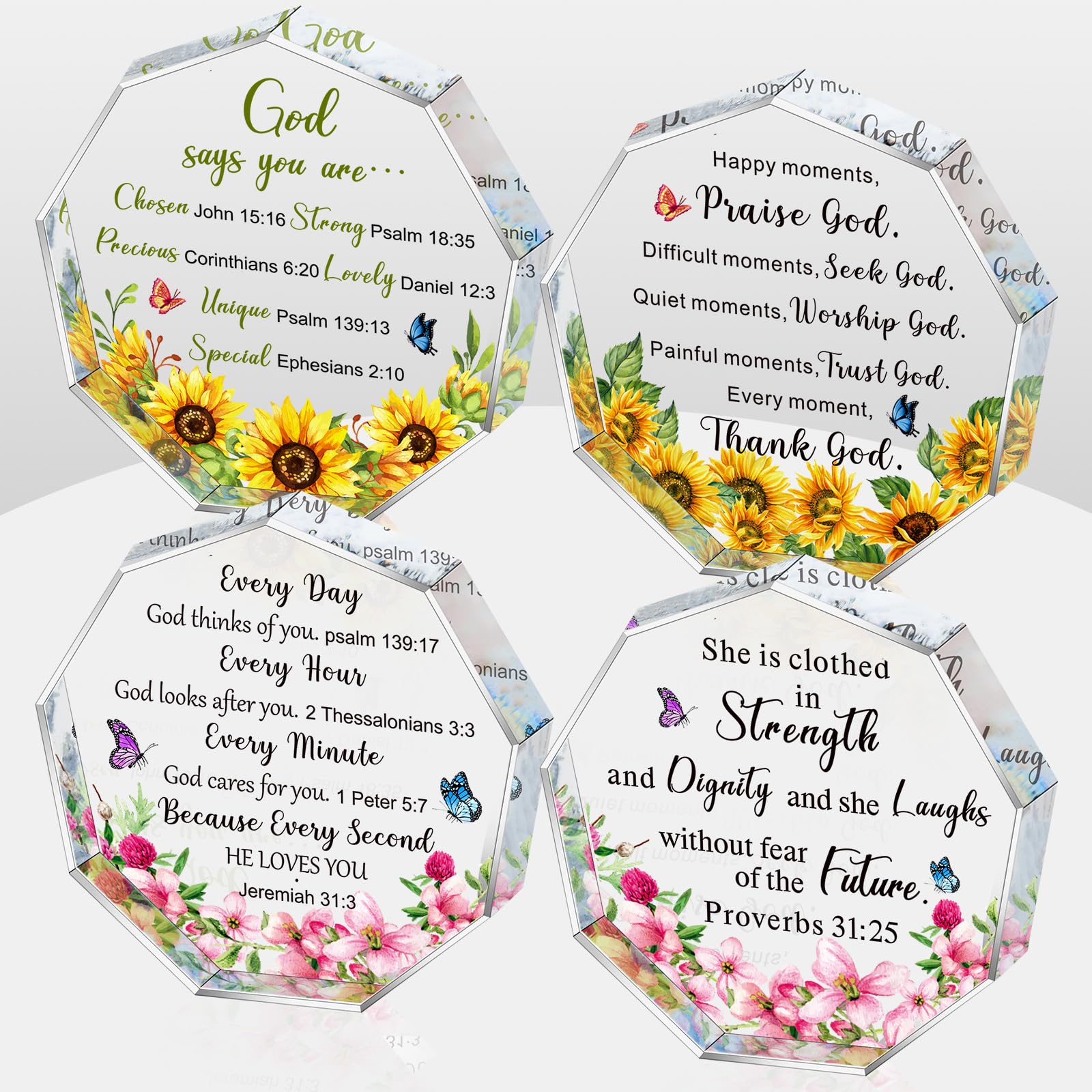 Pinkunn 4Pcs Christian Gifts for Mom - Bible Verse Keepsake for Mother's Day & Birthday | Home & Church Decor