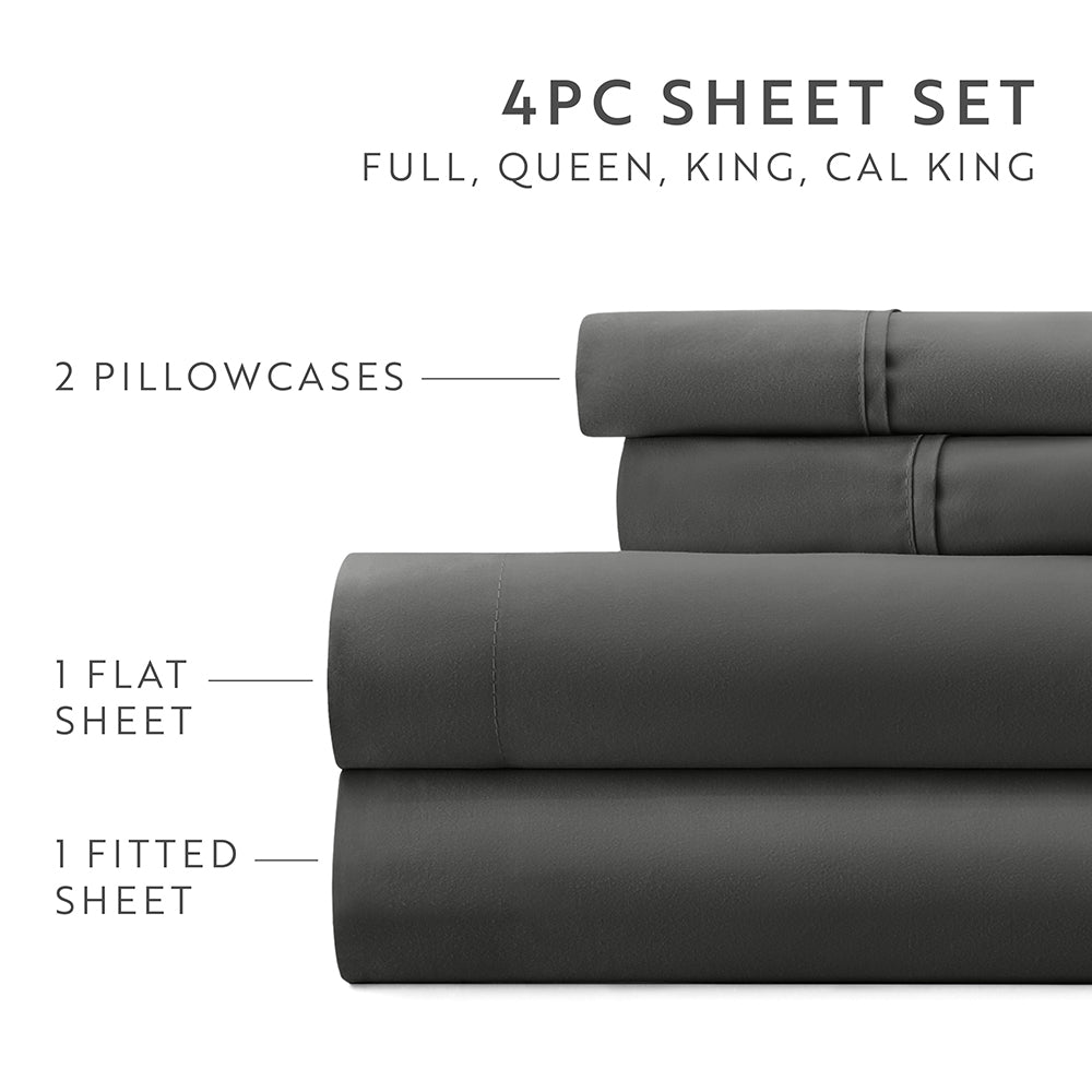 4 Piece Luxury Cotton Sheet Set - Queen Size, Soft & Breathable Bedding for Ultimate Comfort - Perfect for Master Bedroom, Guest Room, or Vacation Home