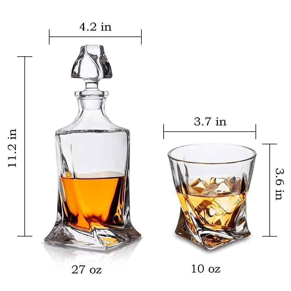 Premium Handmade Crystal Whiskey Decanter Set with 12 Old Fashioned Glasses - Scotch, Bourbon & Irish Whisky Gift Set for Men (13-Piece) - Perfect for Home Bars, Weddings & Whiskey Tasting Events