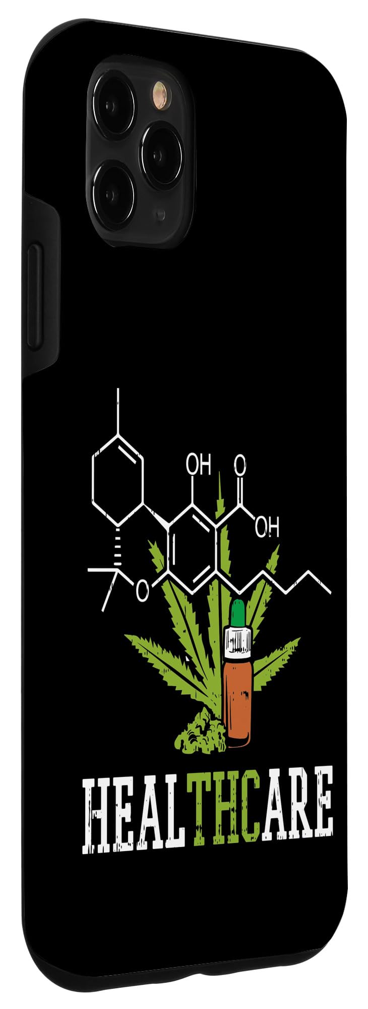 iPhone 11 Pro Max Case - THC Molecule Design, Weed Chemistry Cannabis Themed Protective Cover for Stoners - Perfect for 420 Gifts, Cannabis Enthusiasts & Chemistry Lovers