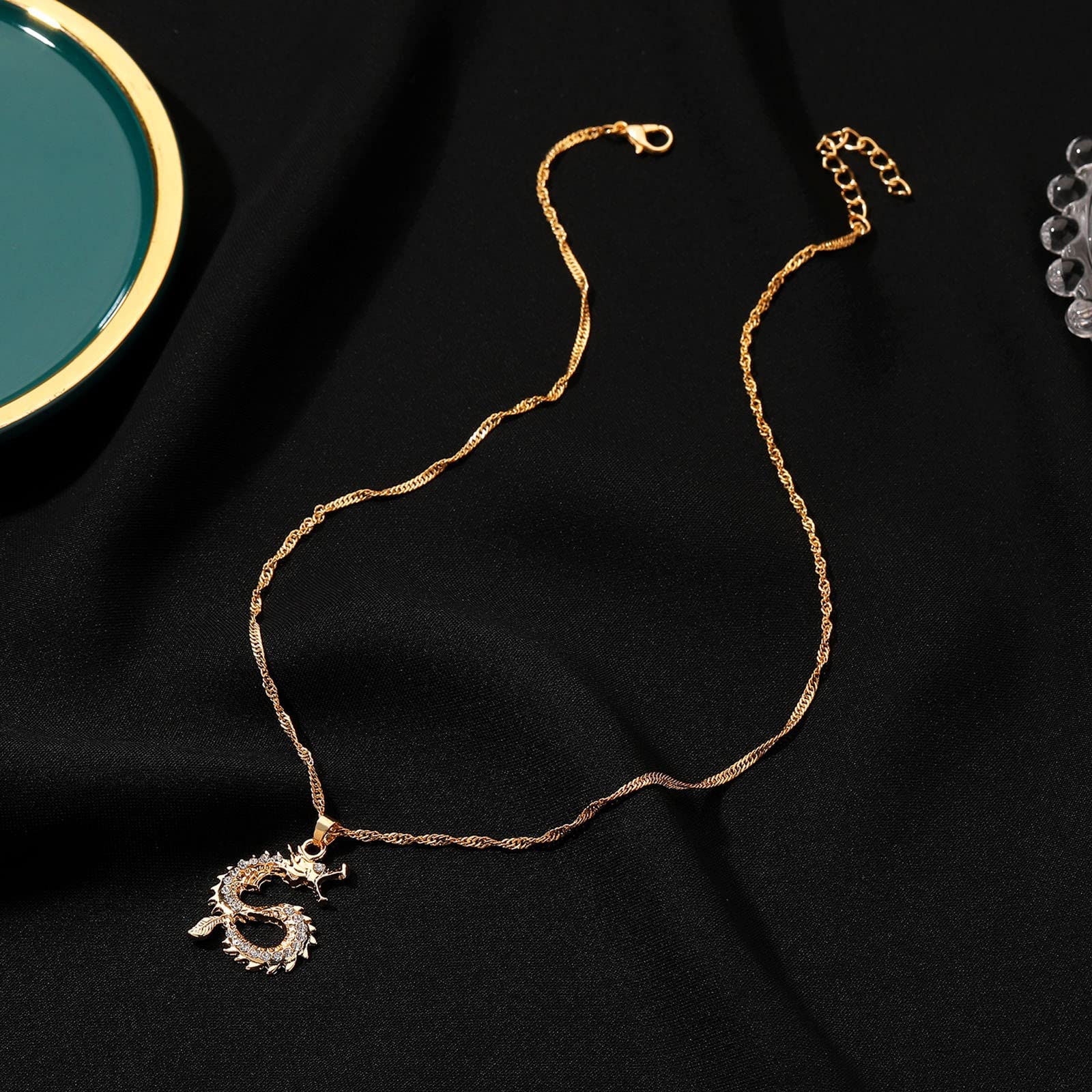 Elegant Dainty Gold Pendant Necklace for Women - Simple Chain Necklace with Inlaid Design - Perfect Gift for Wedding, Anniversary & Special Occasions (One Size)