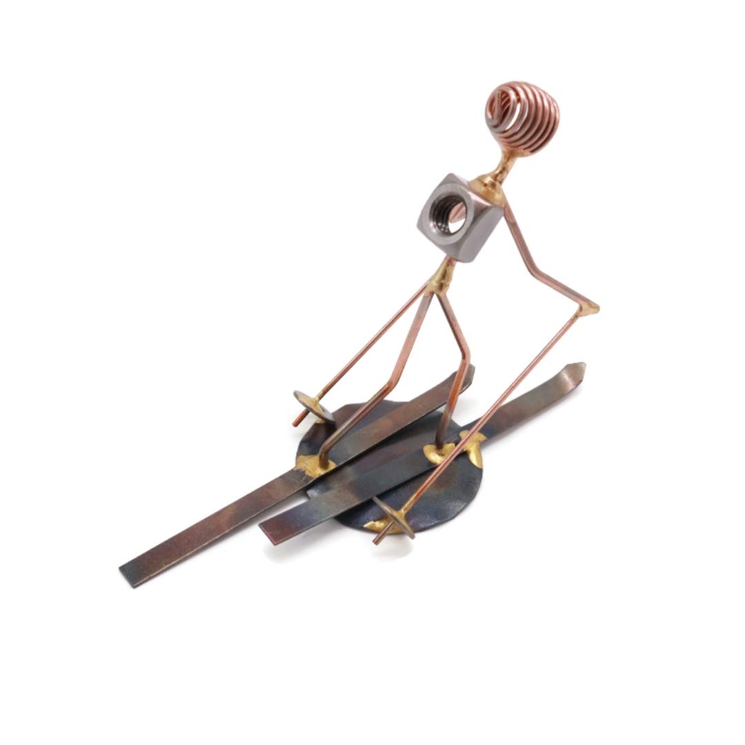 Handmade Metal Skier Figurine - Cross Country Skiing Collectible, Desk Trophy, Office Décor & Boss Gift for Ski Enthusiasts | Perfect for Home, Office & Outdoor Sports Decor