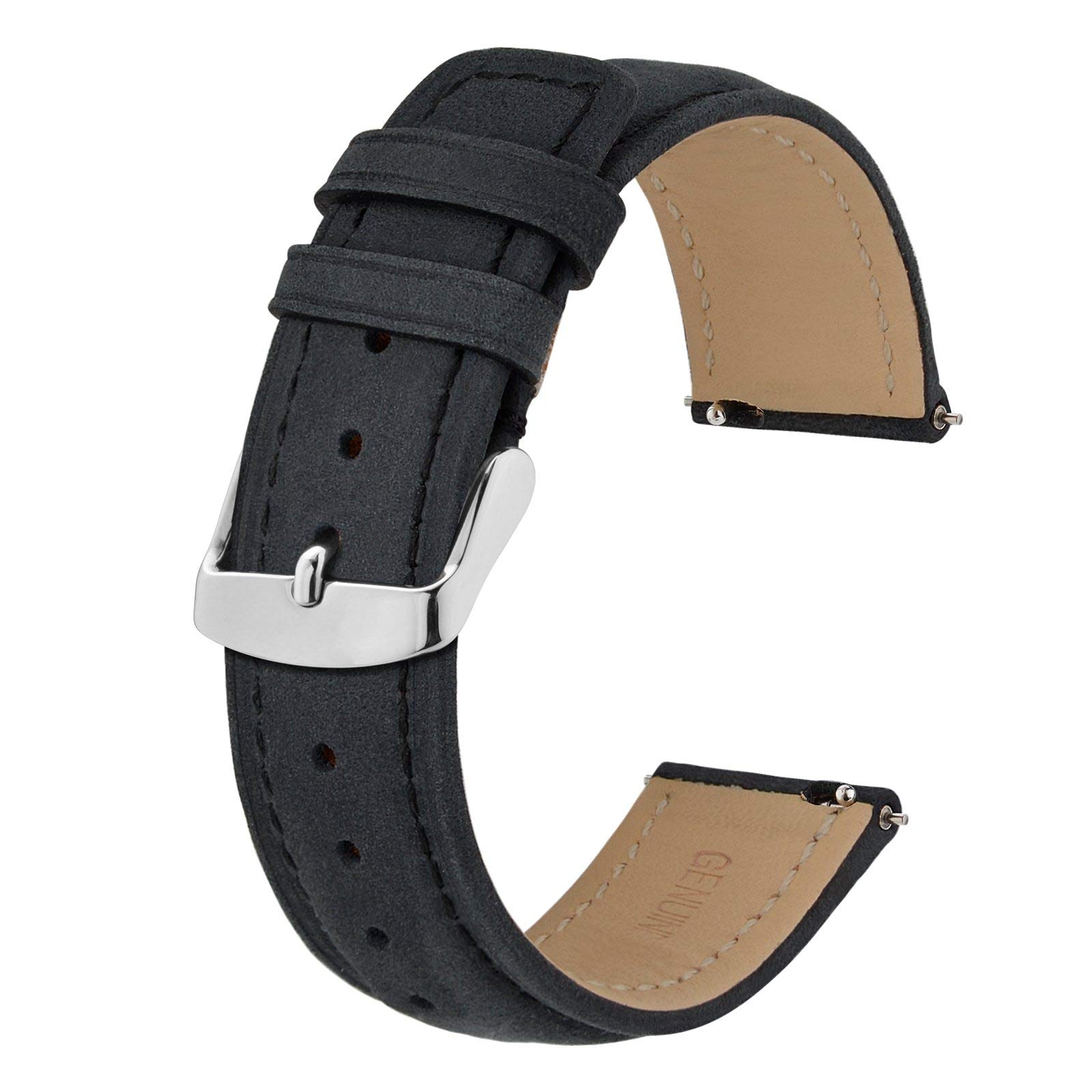 BISONSTRAP Quick Release Watch Strap - Genuine Leather Replacement Band for Apple Watch, Samsung & Fitbit (14mm-24mm) | Perfect for Business, Casual & Outdoor Activities