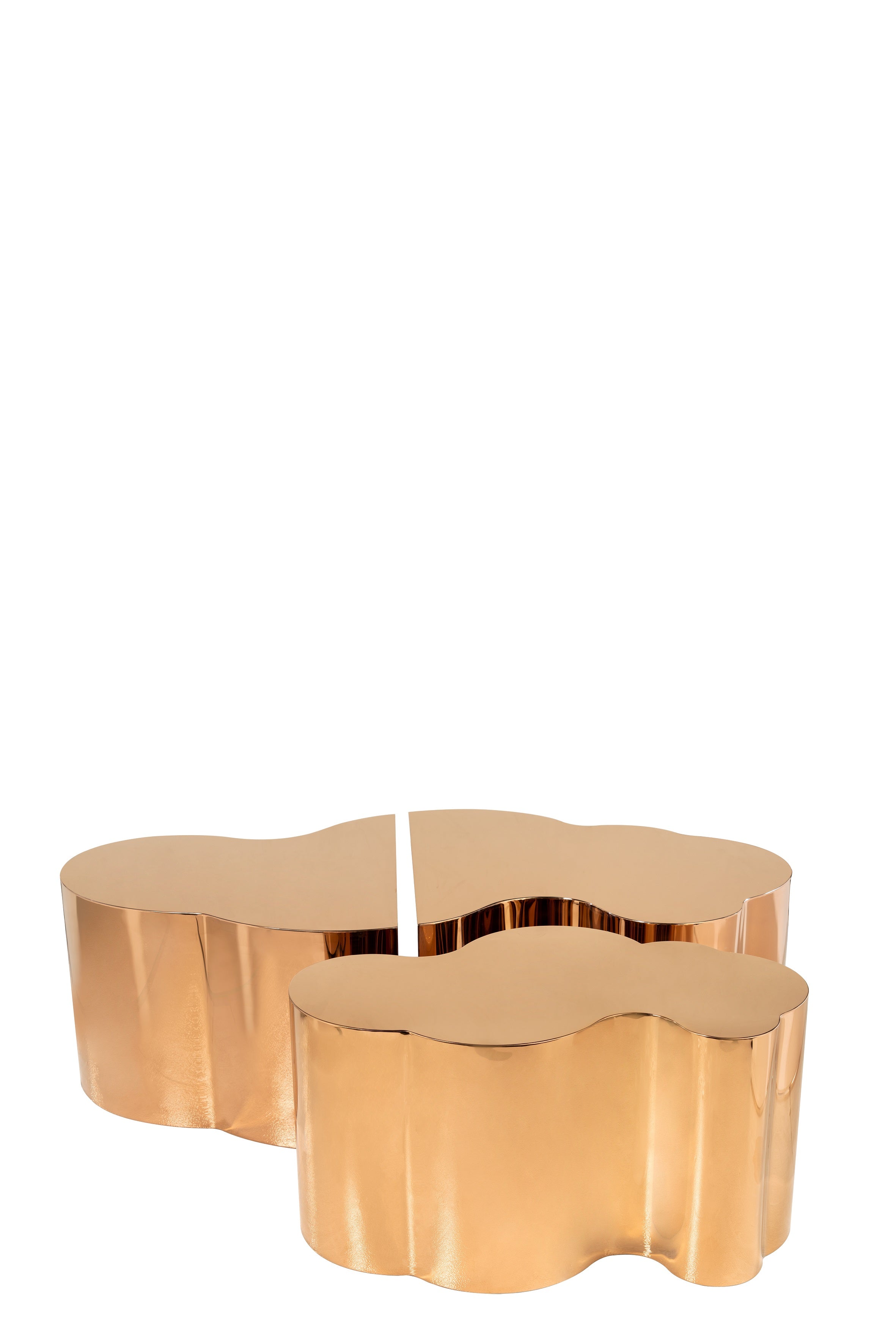 Set of 2 Modern Rose Gold Coffee Tables - Mid-Century Style Living Room Furniture for Small Spaces - Perfect for Apartments, Condos & Cozy Home Decor
