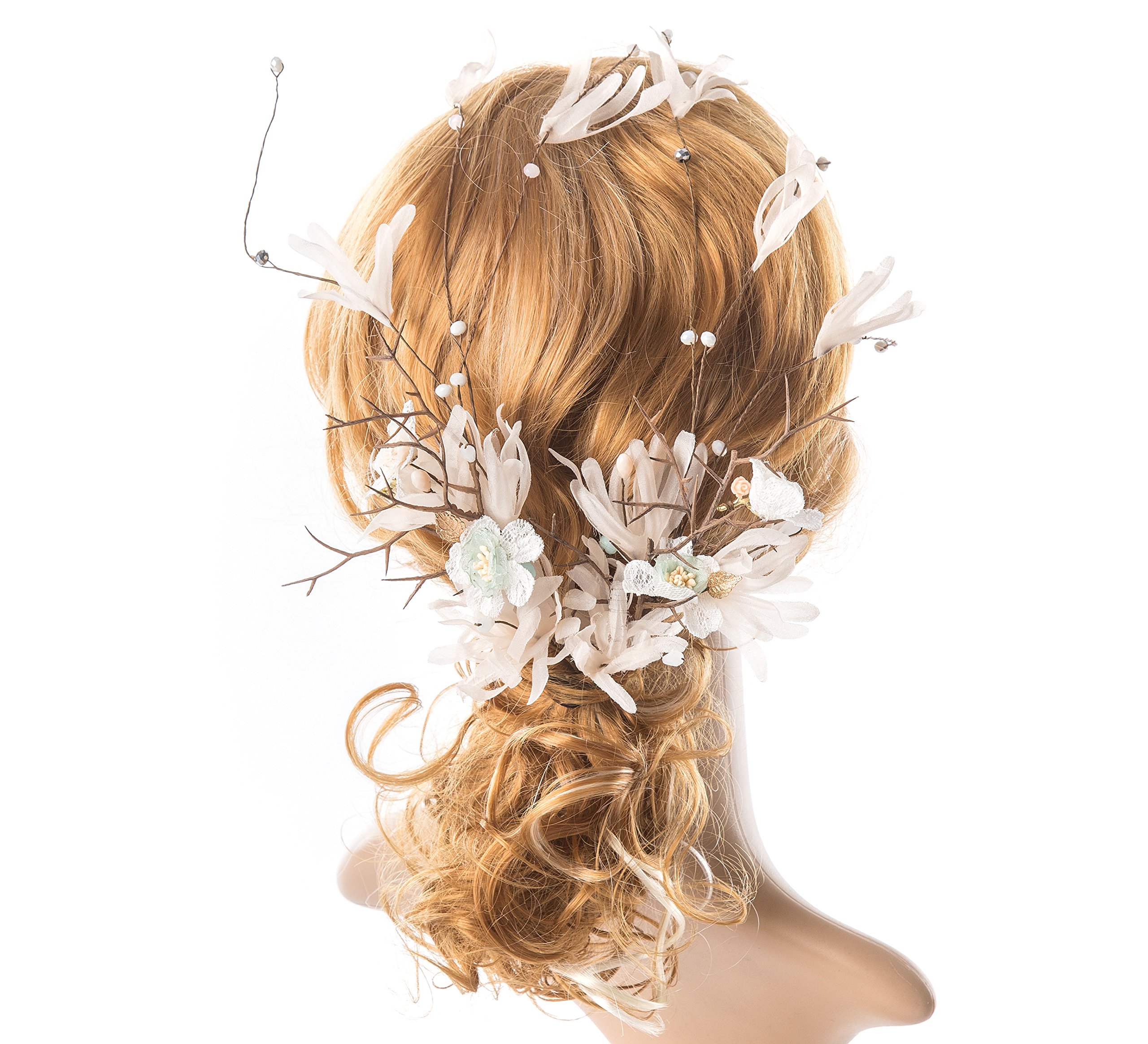 Bridal Hair Vine Headband with Beaded Pearl Wreath for Wedding & Special Occasions