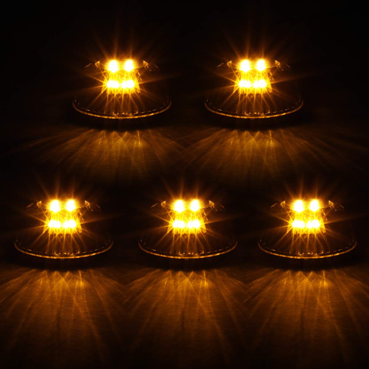 DNA Motoring CBL-DR94-SM-Y LED Cab Roof Top Marker Lights - Pack of 5 Amber Lights for Semi Trucks & Trailers - Durable Weatherproof Design for Nighttime Visibility & Safety