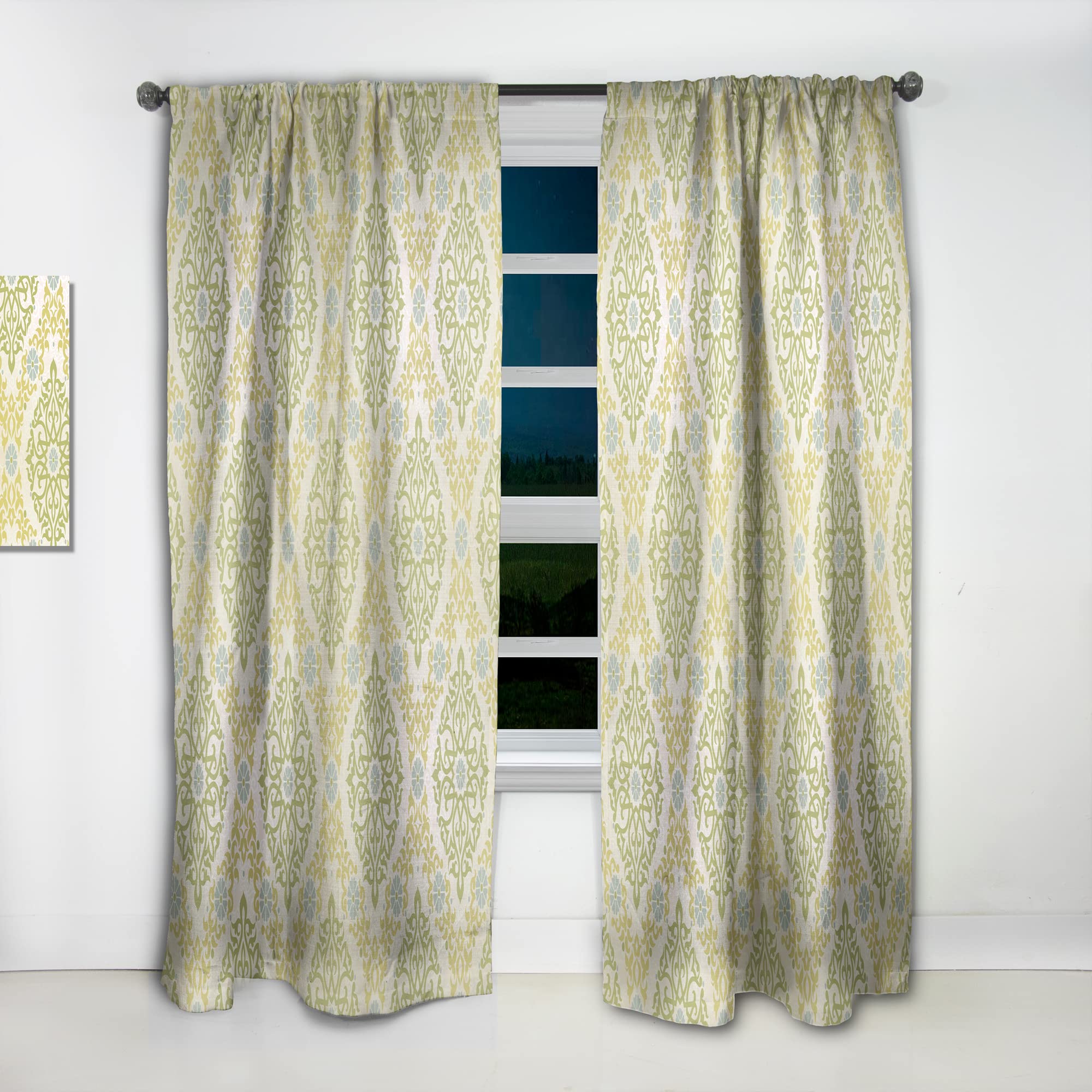 DesignQ Eastern Style Pattern Thermal Insulated Curtains - Single Panel 52x63 - Elegant Window Treatments for Bedroom & Living Room - Perfect for Home Decor & Temperature Control