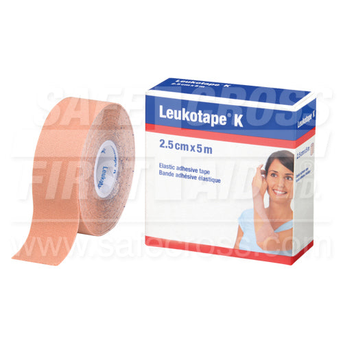 LEUKOTAPE K Elastic Adhesive Tape - 2.5cm x 5m Beige Sports Tape for Knee Support, Ankle Wrapping & Injury Prevention | Breathable Athletic Tape for Running, Basketball & Workout Recovery
