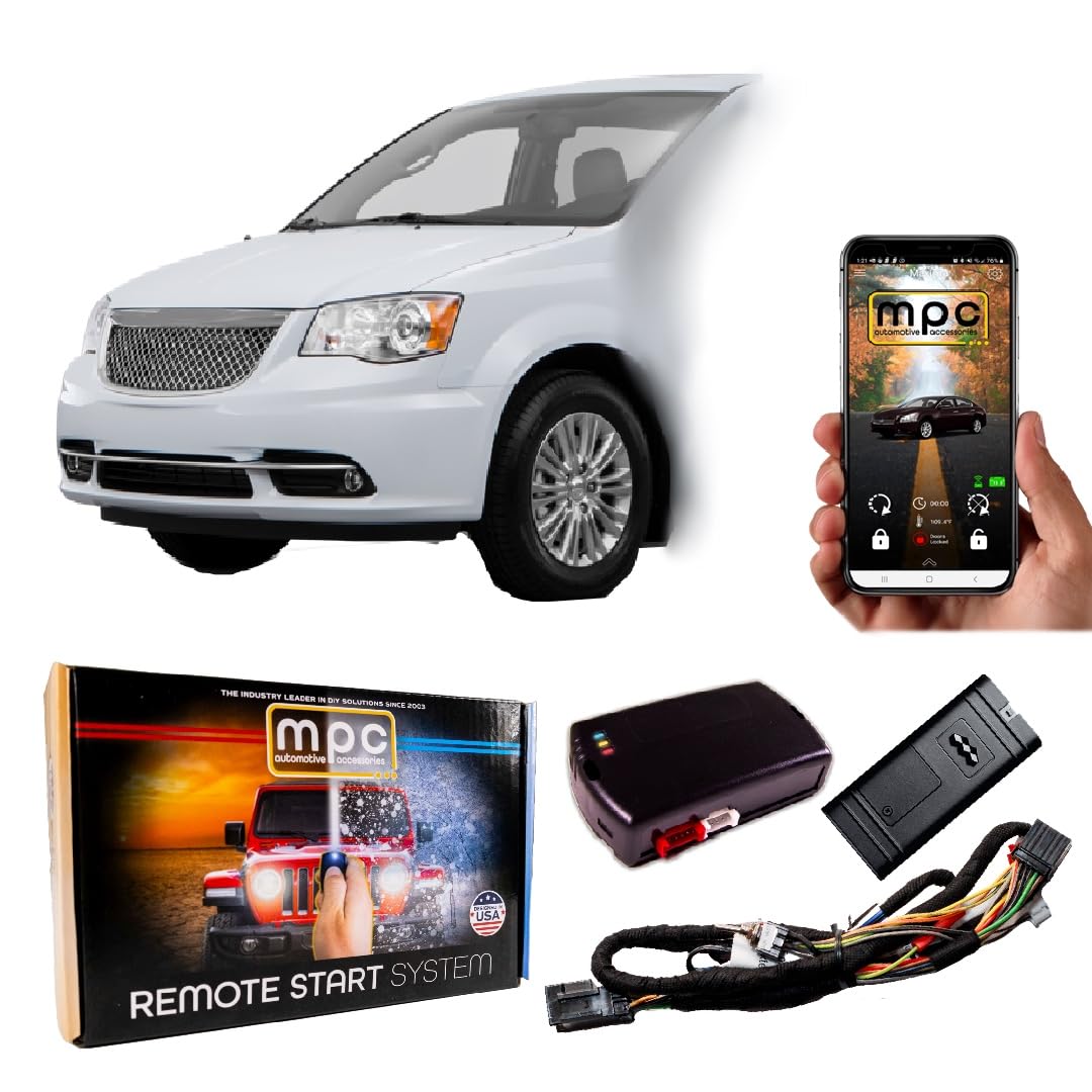 MPC Plug N Play Remote Car Starter Kit with Smartphone App Control for 2011-2016 Chrysler Town & Country | Gas Engine | Key Start | T-Harness Included | Factory Key Fob Activation (Press 3X to Start) - Perfect for Cold Winter Mornings & Remote Vehicle Warm-Up