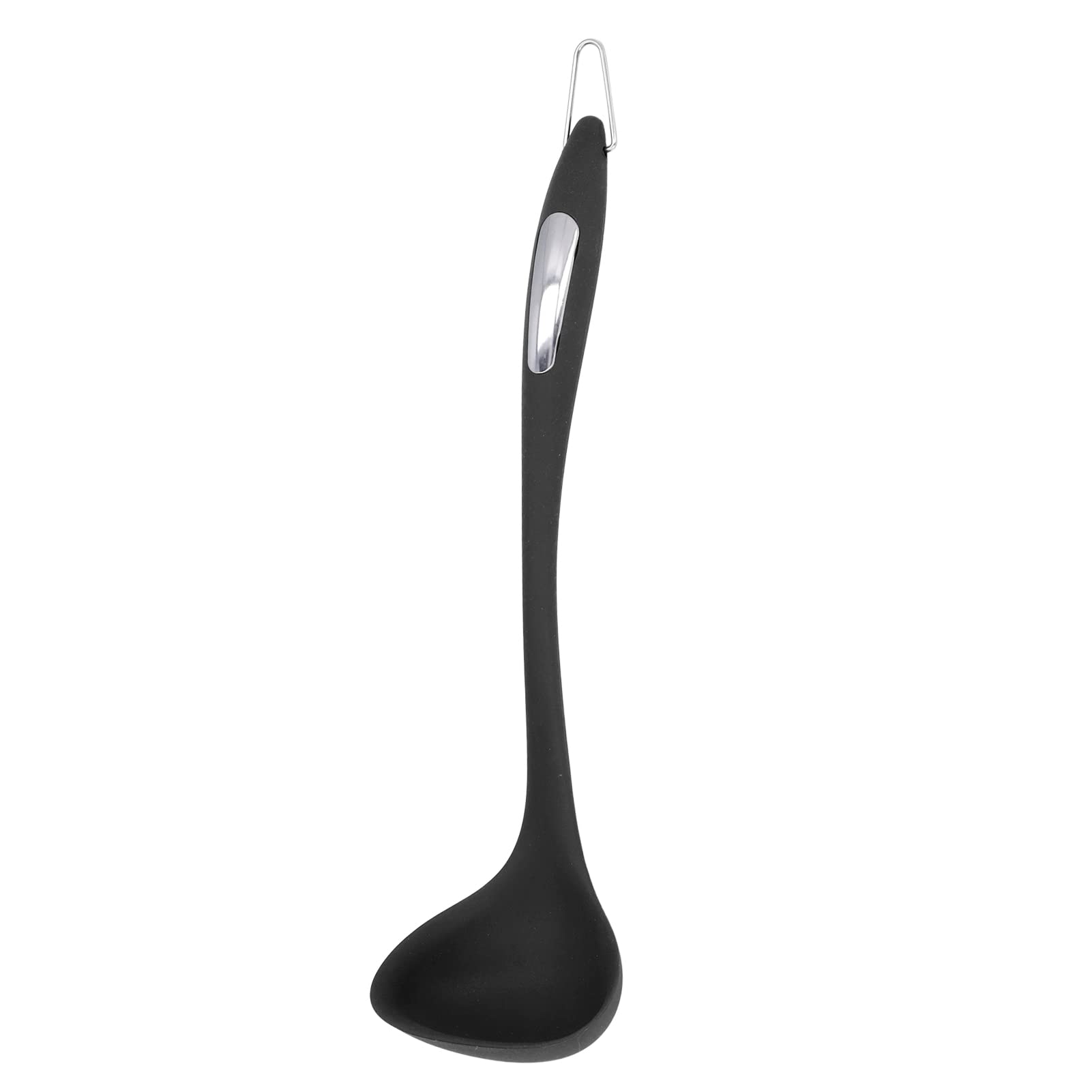 Silicone Kitchen Spoon - Soft, Non-Slip & Space-Saving Cooking Utensil for Family Dining | Ideal for Cooking, Serving & Everyday Kitchen Use (Black)