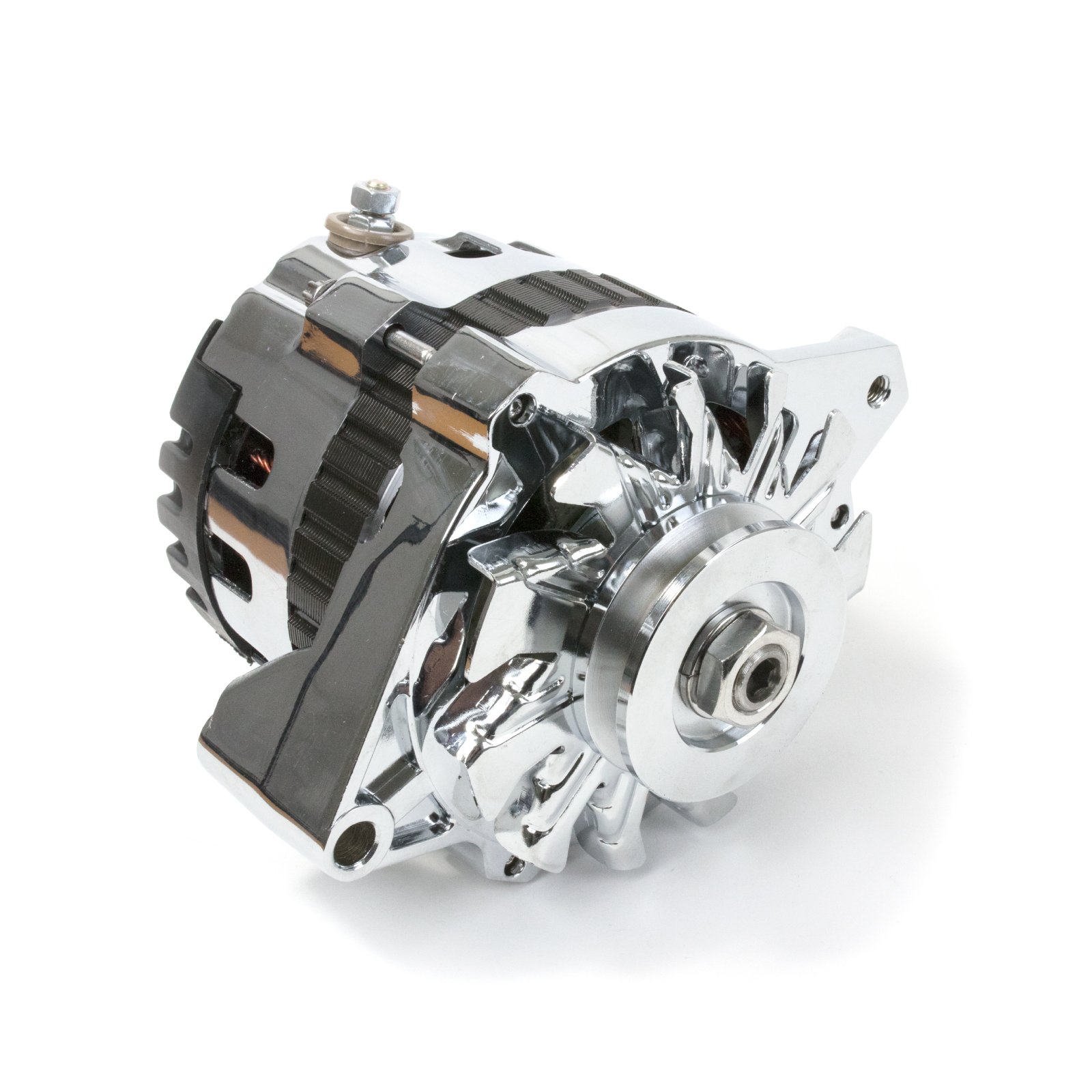 GM CS130 Style 220 Amp High Output Alternator - ES1022C Chrome Finish, 1 or 3 Wire Setup for Chevy, GMC, Cadillac - Perfect for Off-Road, Hot Rods & Performance Upgrades