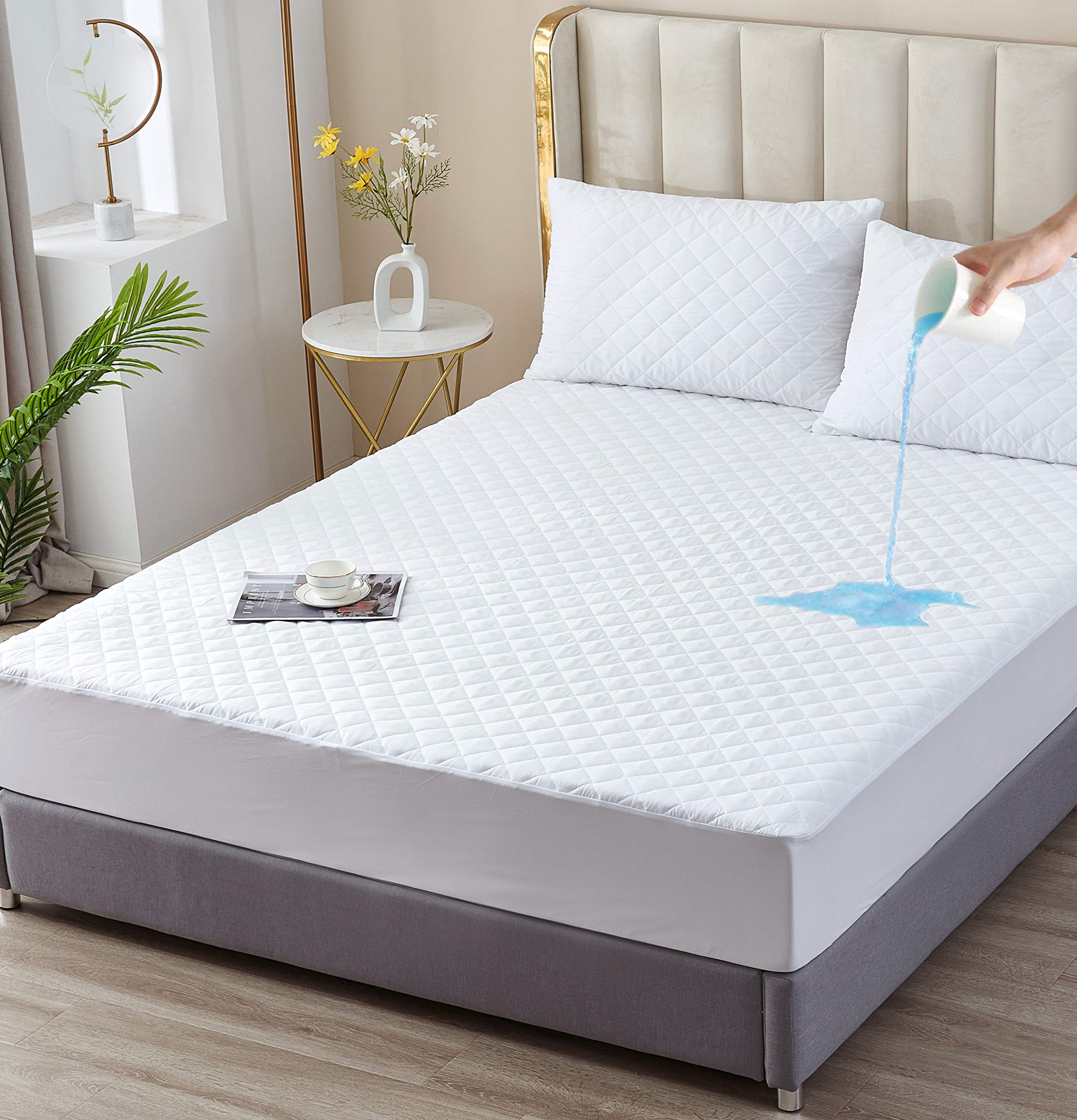 Twin XL Waterproof Mattress Protector - Quilted Cooling Fitted Sheet for 13-15 Inch Deep Pocket Beds | Soft, Breathable & Noiseless | Machine Washable, Vinyl-Free | Ideal for Kids, Guest Rooms & Hot Sleepers