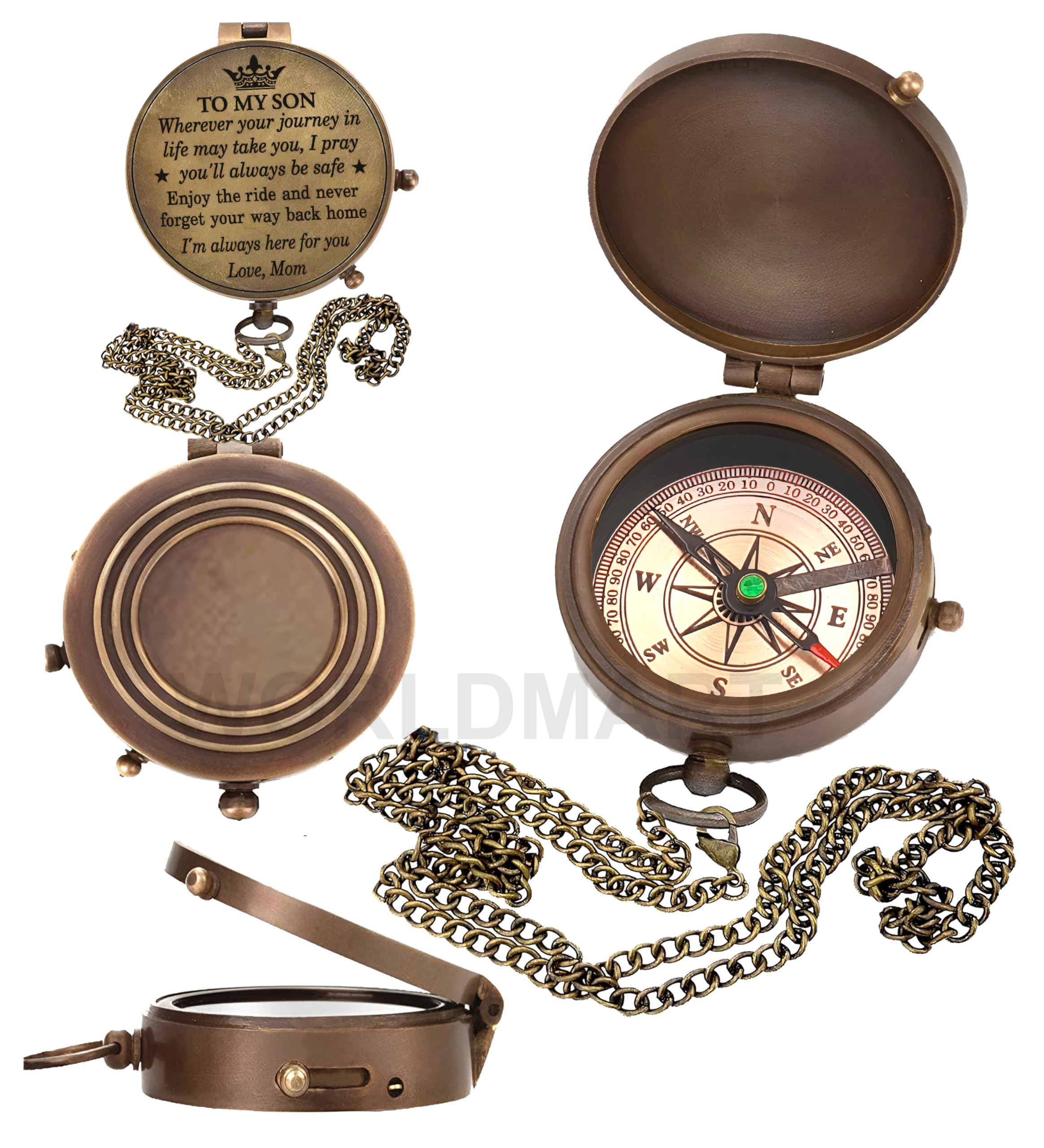 Compass Gift for Son from Mom - Personalized Graduation, Birthday & Confirmation Present - Inspirational Keepsake for Adventurous Sons - Perfect for Travel, Outdoor Activities & Life Milestones