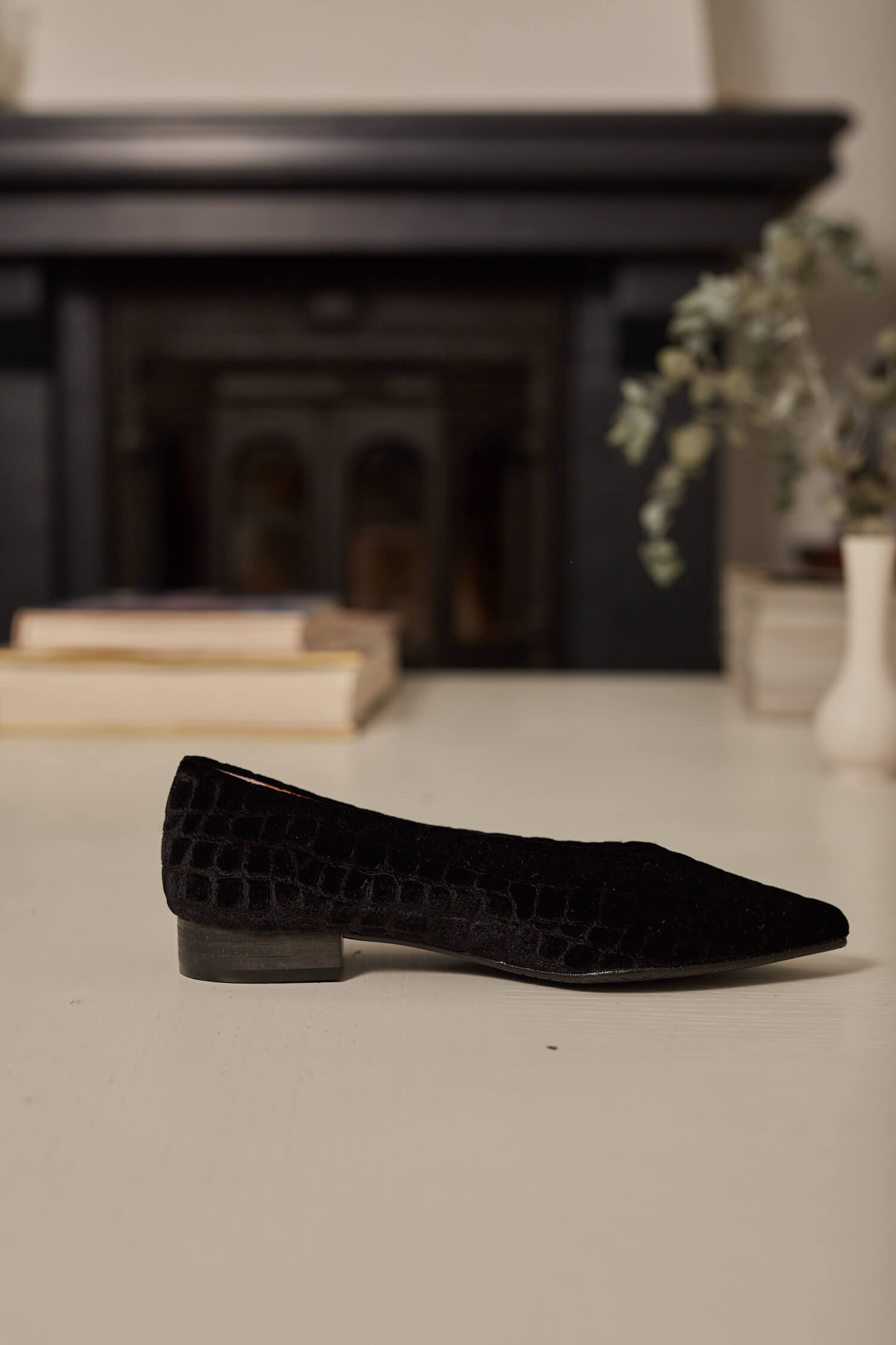 Coco V.2 Velvet Vegan Pointed Ballerina Flats for Women - Graphite | Comfortable & Stylish Vegan Shoes for Work, Party & Everyday Wear