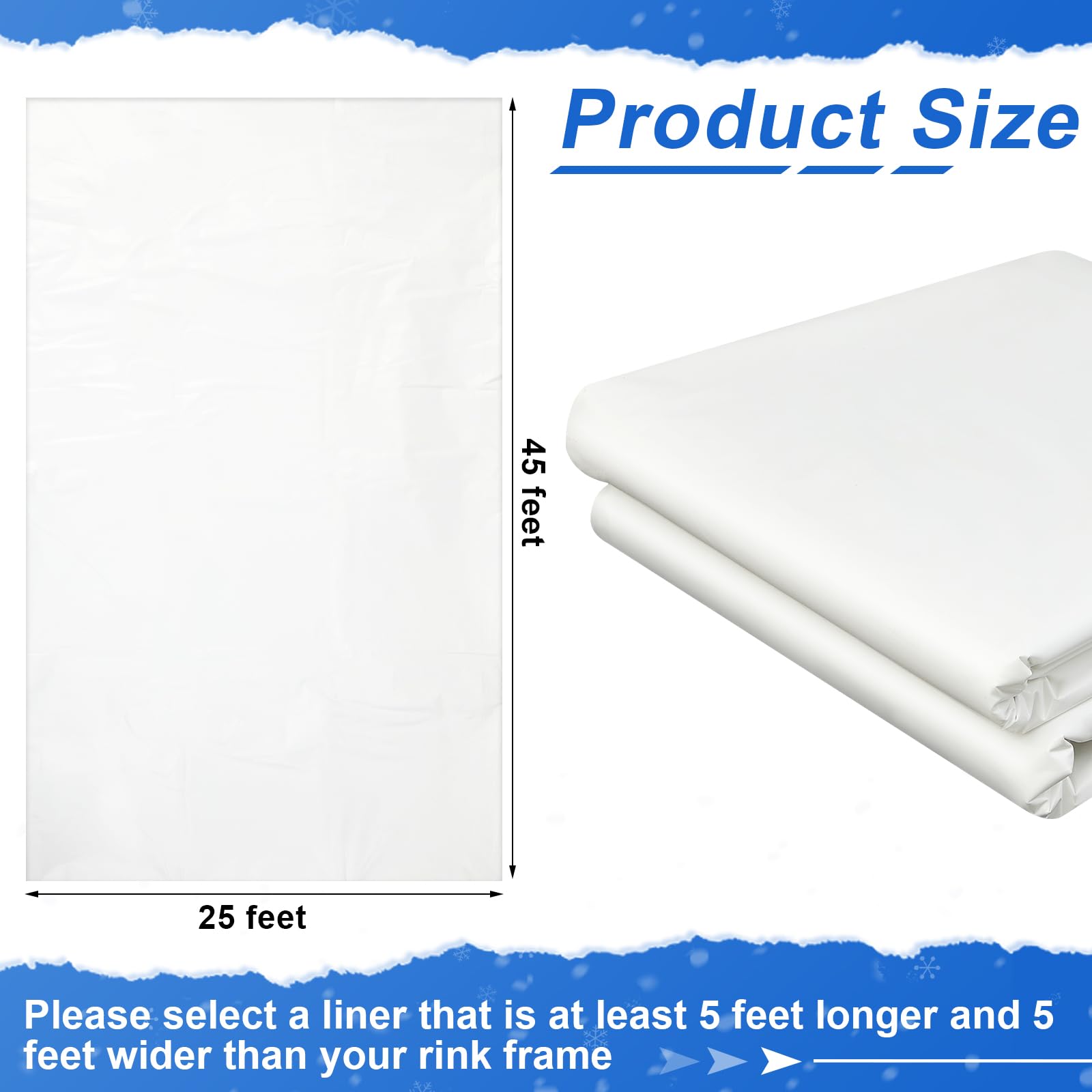 6 Mil White Ice Rink Liner - DIY Backyard Skating Rink Replacement Tarp for Hockey Practice & Ice Skating Training | Perfect for Home Use, Winter Sports & Family Fun