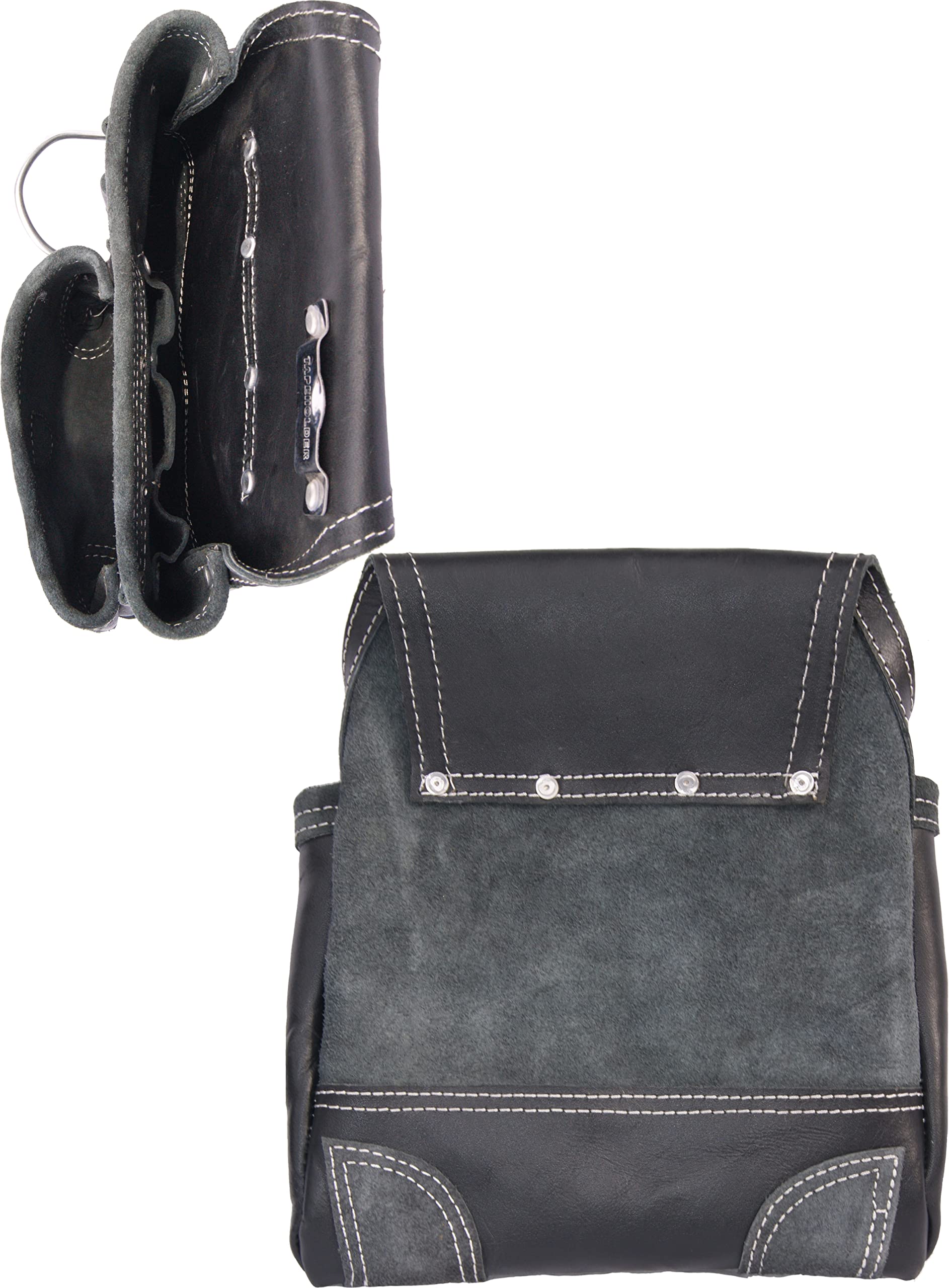 Zakco PRO-20 Oil Tanned Genuine Grain Leather Tool Belt for Construction, Framing, Roofing & Drywall - Heavy Duty Leather Work Belt with Tool Pouches & Rig (Black) - Perfect for Carpenters, Contractors & DIY Home Improvement Projects
