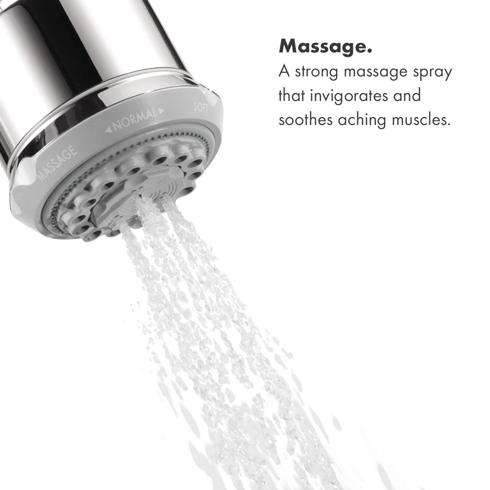 Hansgrohe Clubmaster 4-Inch Showerhead - Easy Clean & Install, 3-Spray Settings (Full, Pulsating Massage, Soft) with QuickClean Technology in Brushed Nickel (Model 28496821) - Perfect for Modern Bathrooms & Spa-Like Showers
