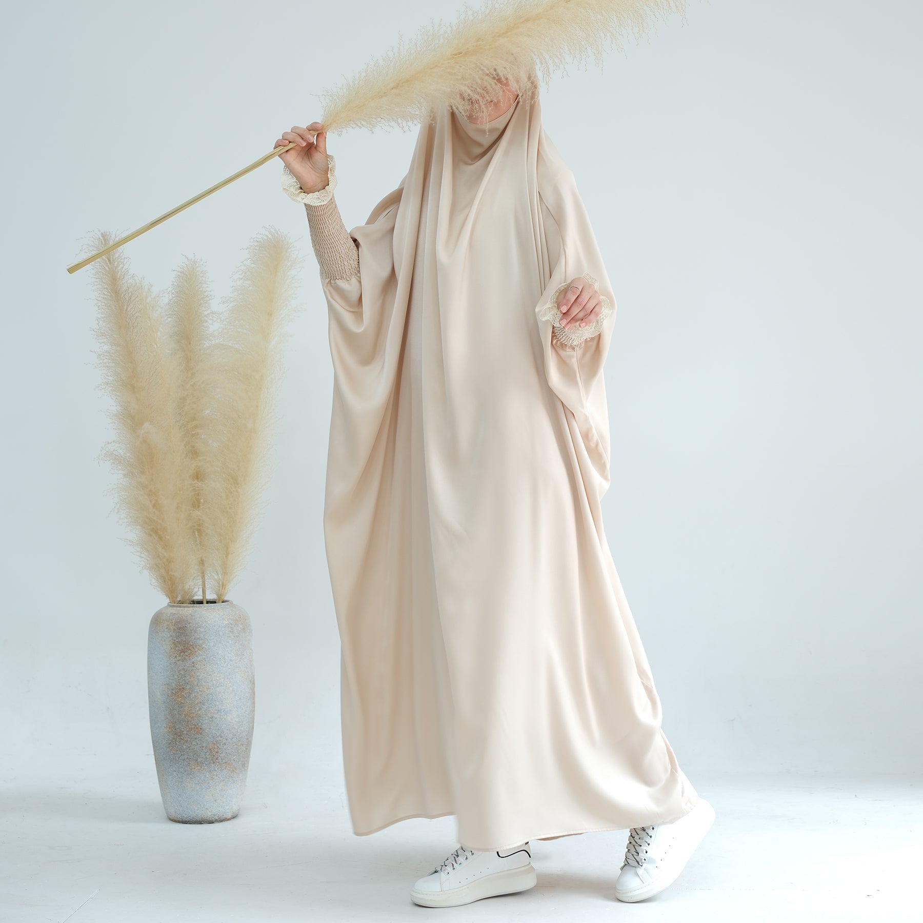 Marwa Satin Jilbab - Premium Linen Hijab for Women - Perfect for Prayer, Work & Everyday Wear