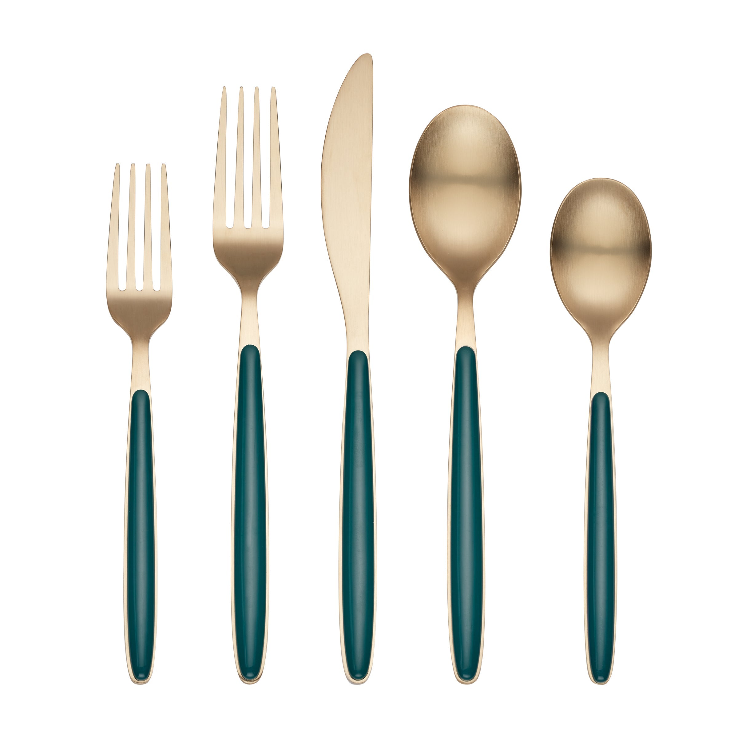 Kiernan 20-Piece Flatware Set with Champagne Satin Green Handle - Elegant Stainless Steel Cutlery for Dinner Parties, Weddings & Formal Dining