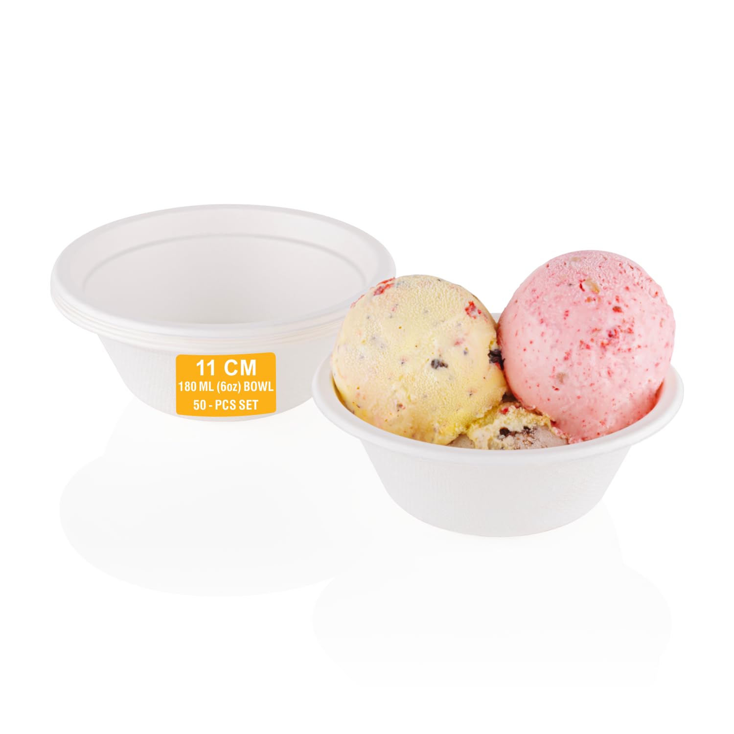 Clazkit 50-Pack 180ml Round Compostable Bagasse Bowls | Eco-Friendly Disposable Biodegradable Dinnerware for Parties, Weddings & Events | Perfect for Catering, Picnics & Sustainable Dining