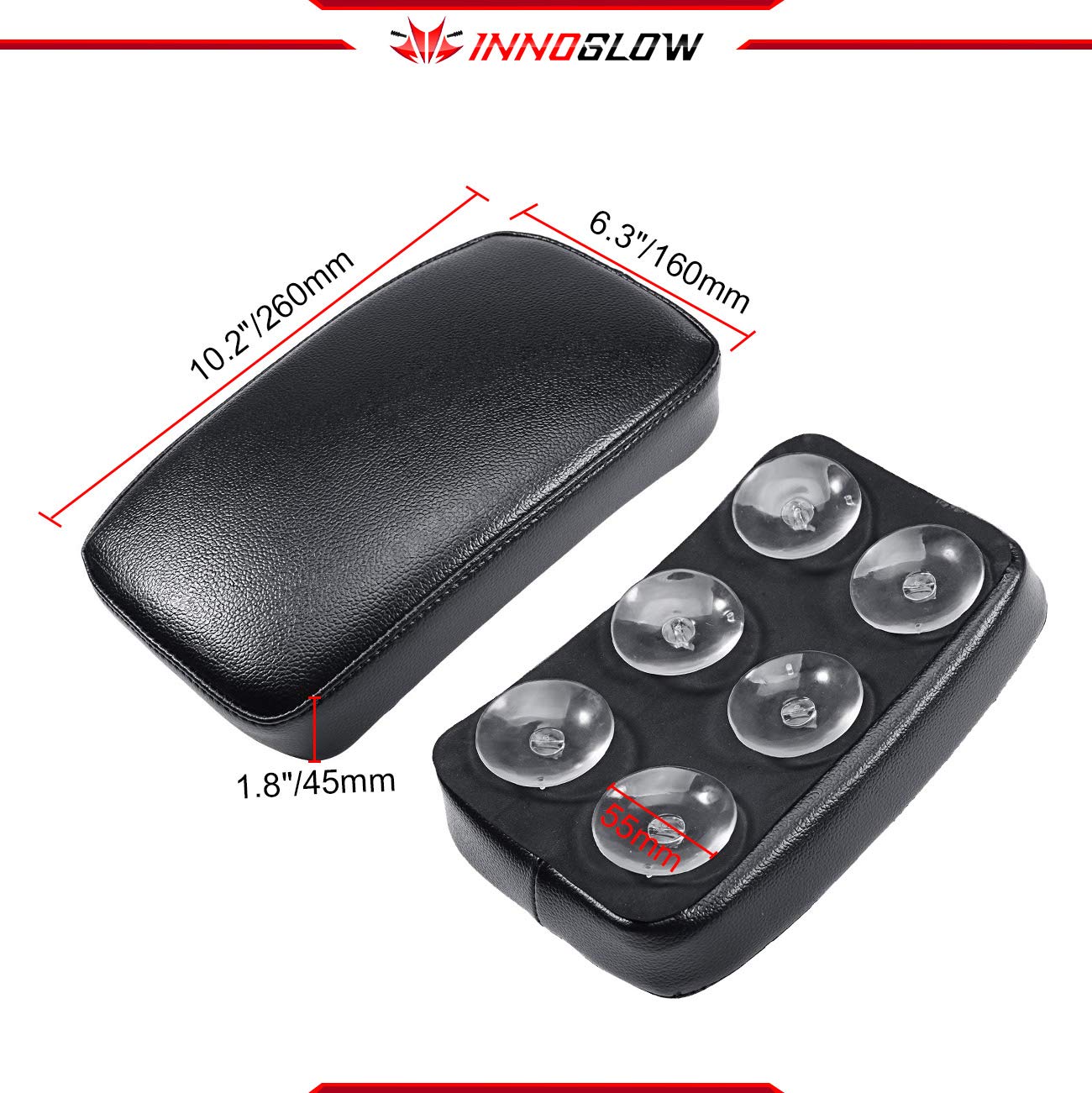 INNOGLOW Motorcycle Seat Pad for Harley Cruiser - Comfortable Passenger Cushion with 6 Suction Cups for Long Rides