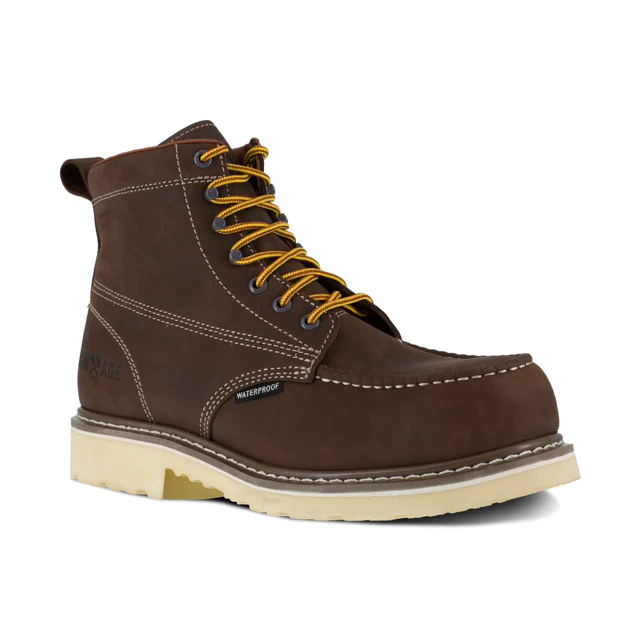 Men's Waterproof Composite Toe Work Boots - Brown Safety Shoes for Construction, Hiking & Outdoor Work