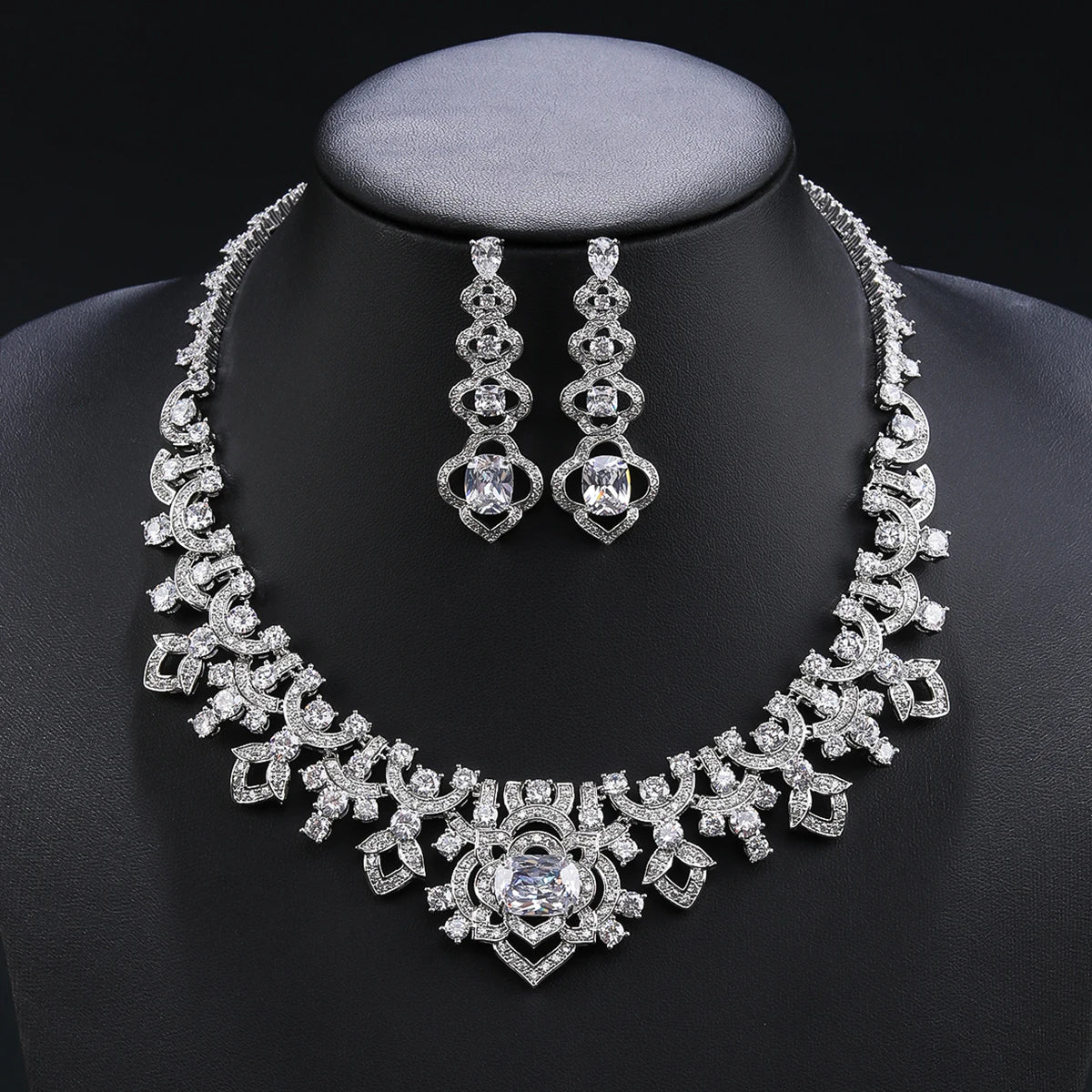 Luxury Cubic Zirconia Bridal Wedding Jewelry Set for Women - Elegant Necklace & Earrings Set CN11300 | Perfect for Weddings, Anniversaries, and Special Occasions