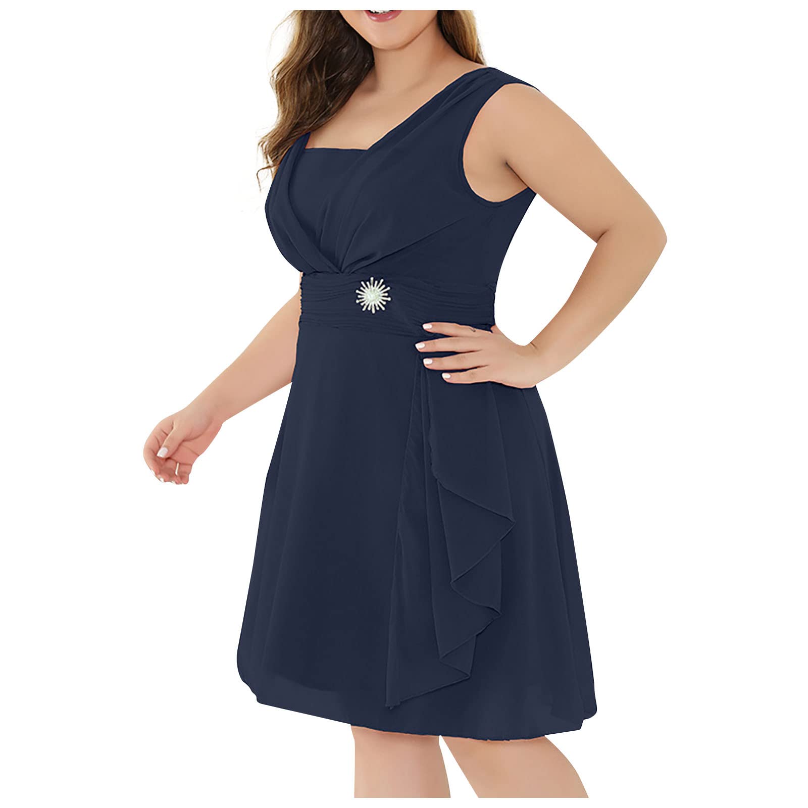 Sexy Chiffon Women's Tank Top Wedding Midi Dress - High Waist Formal Bridesmaid Gown for Prom, Cocktail Party & Special Occasions