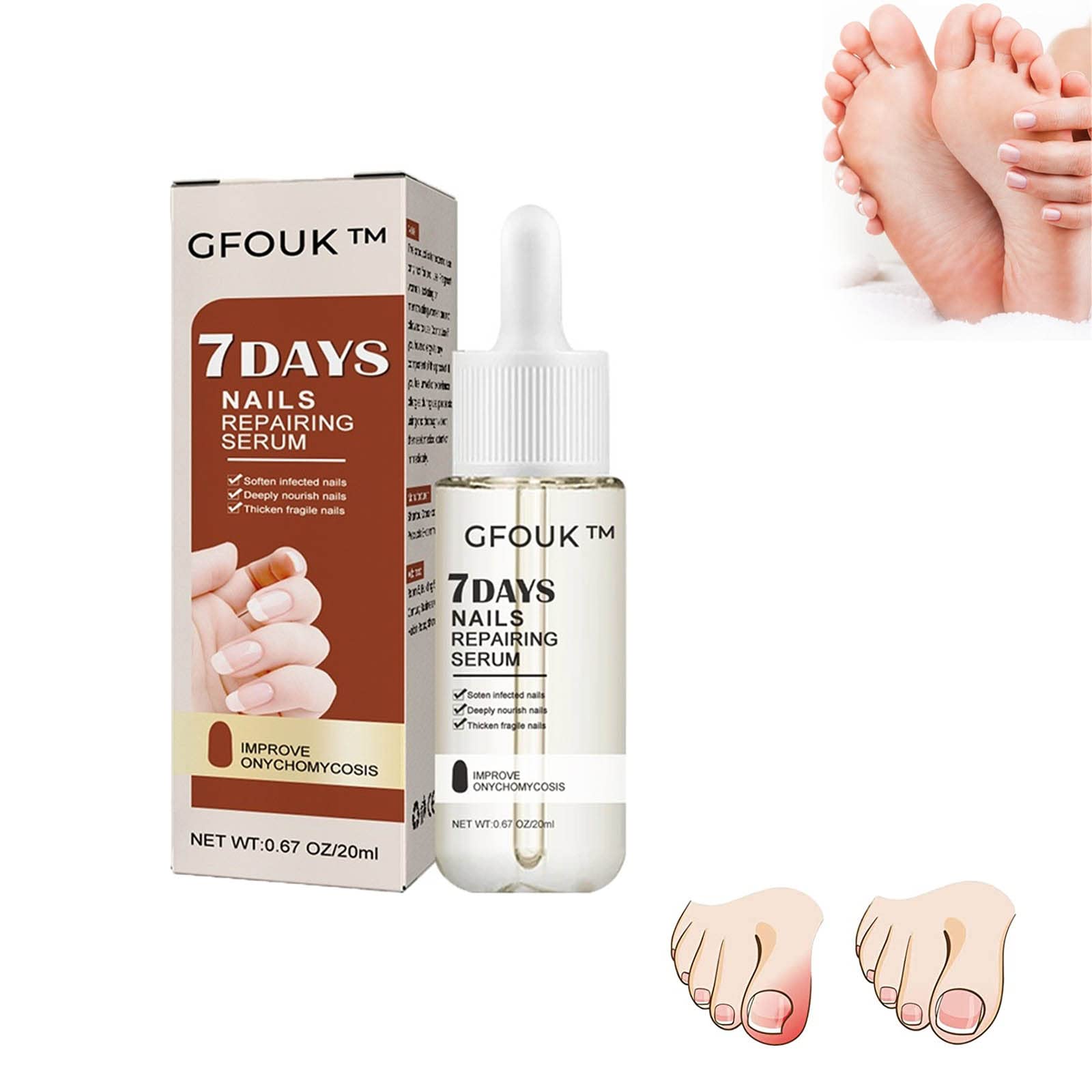 GFOUK 7 Days Nail Growth Serum - Strengthening & Repair Treatment for Brittle, Cracked Nails & Dry Cuticles - Fast-Acting Nail Essence for Healthy Hands & Feet - Perfect for Salon, Home Care & Travel Use