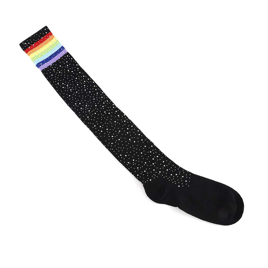 ELABEST Rhinestone Over Knee Stockings for Women - Black Crystal High Socks with Glitter, Elegant Long Socks for Party, Cosplay, and Evening Wear