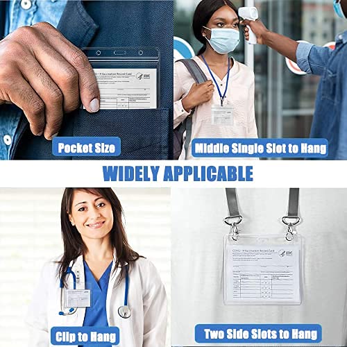 CDC Card Holder - 25pcs Horizontal ID Badge Protector with Lanyard, Business & Record Card Organizer for Office, School, Hospital & Events