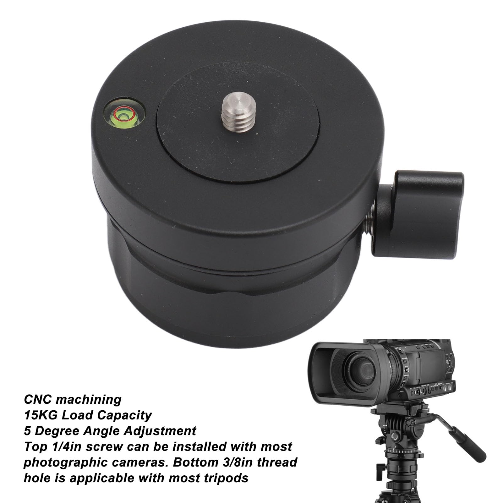 5° Tilt Mini Leveling Base with Bubble for Tripod Head - 1/4