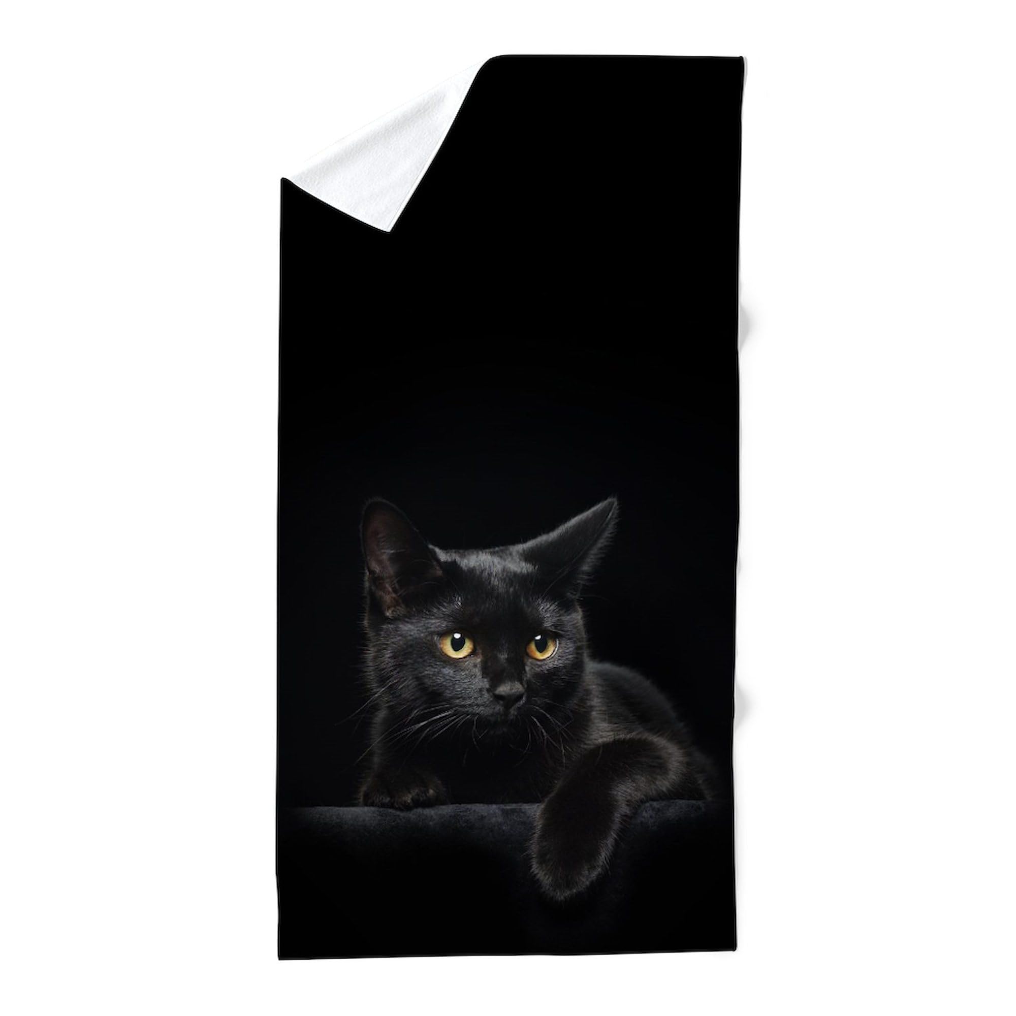 Soft Black Cat Large Beach Towel - Unique Design, Absorbent & Quick-Dry for Pool, Beach, Yoga & Picnic | CafePress