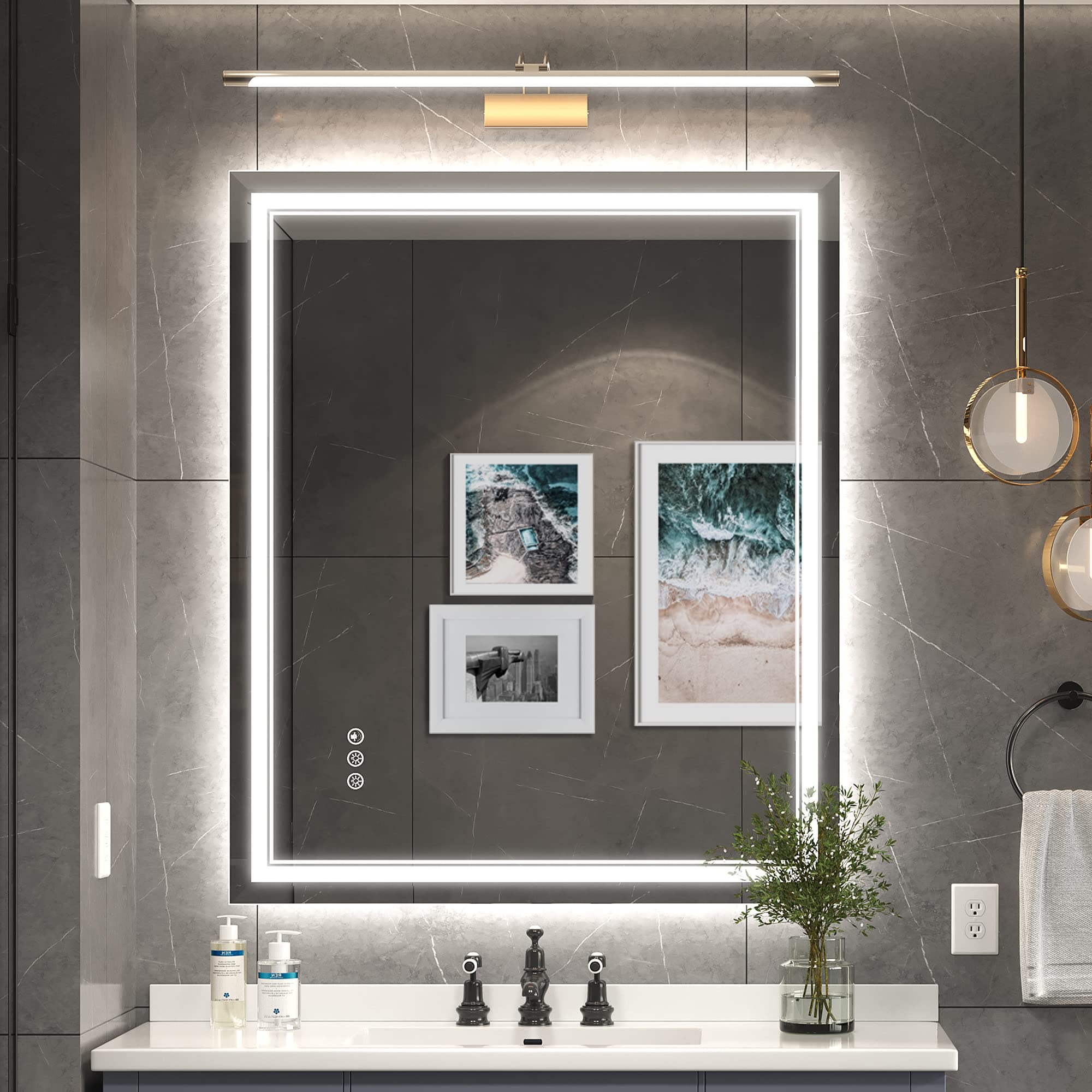 30x36 Inch LED Bathroom Mirror with Dimmable Front & Backlight - Anti-Fog, Waterproof Vanity Mirror for Makeup & Shaving - Perfect for Modern Home Decor