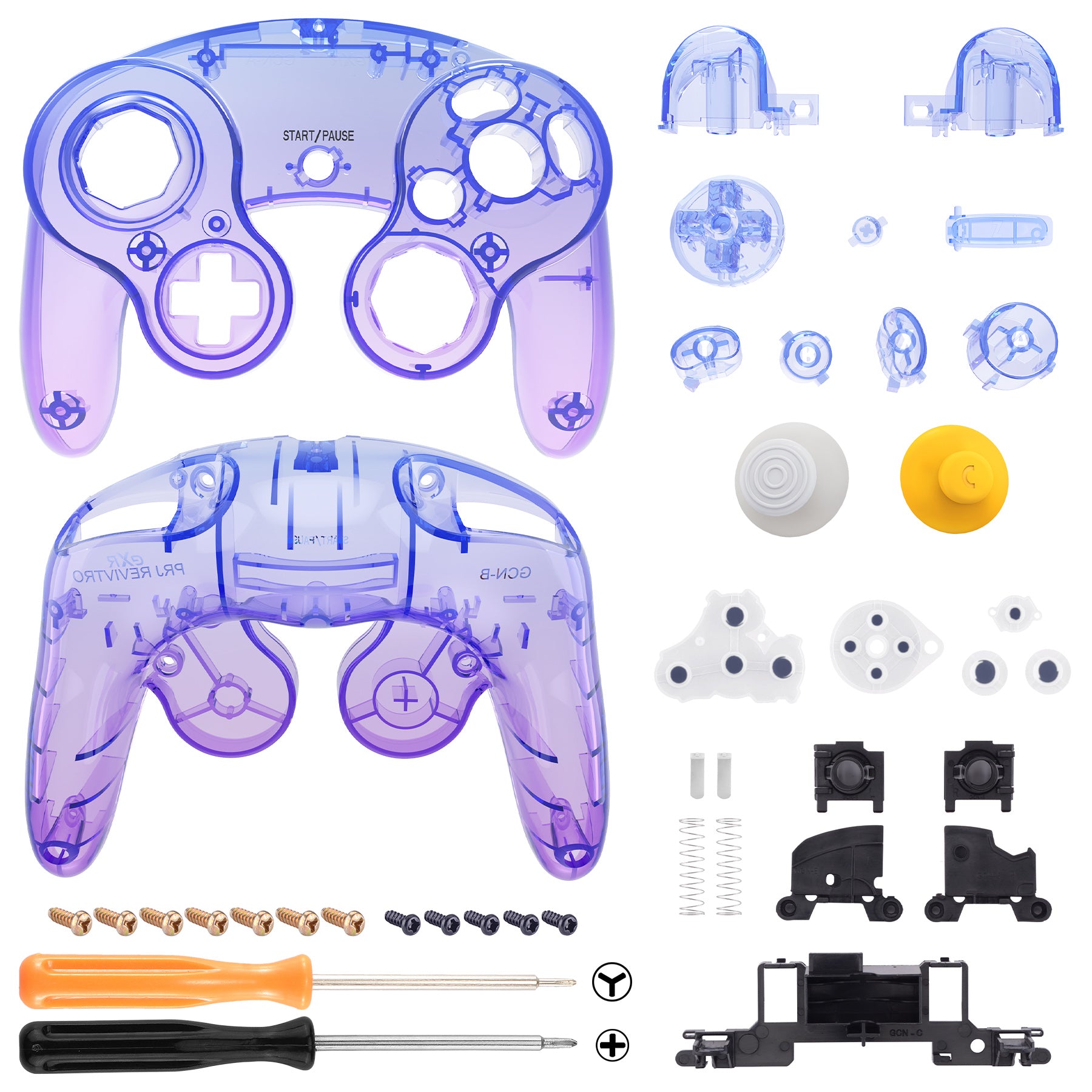 eXtremeRate Gradient Translucent Bluebell Replacement Faceplate & Backplate with Buttons for Nintendo GameCube Controller (NGC) - Custom Gaming Setup & Controller Repair Parts