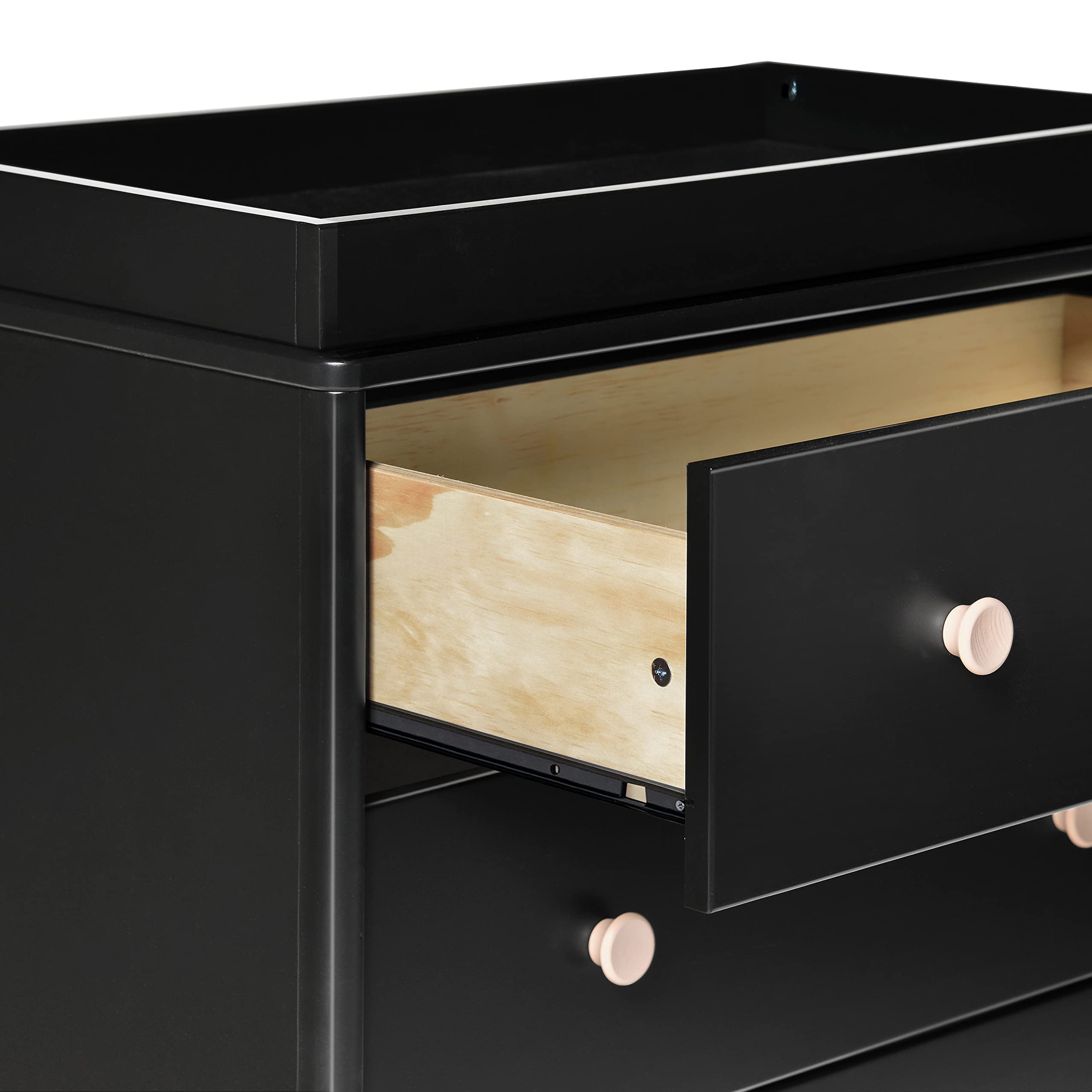 Babyletto Lolly 3-Drawer Changing Table Dresser with Removable Changing Tray - Black & Washed Natural Finish, Greenguard Gold Certified | Nursery Furniture for Diaper Changing & Baby Storage