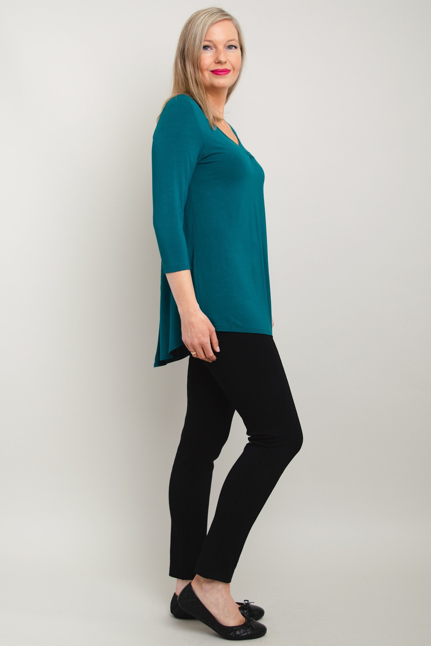 Franny Top in Teal - Soft Bamboo Fabric Women's Blouse - Perfect for Casual Wear, Office Outfits & Summer Dressing