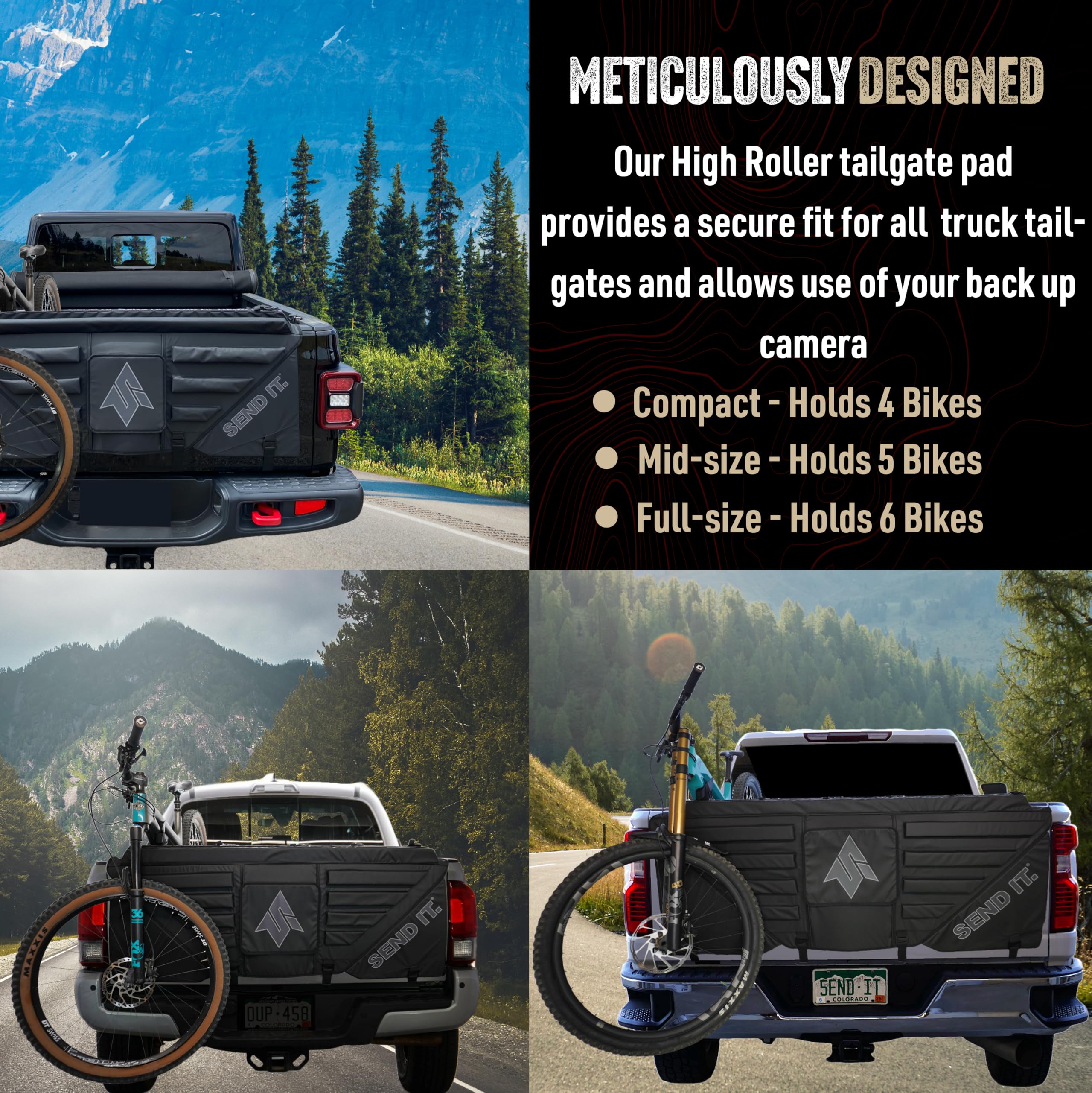High Roller Tailgate Bike Pad V2 - Durable Truck Bed Bike Rack for Mountain Bikes, BMX, Ebikes & Cycling Accessories (Mid Size) - Perfect for Off-Road Adventures & Bike Transport