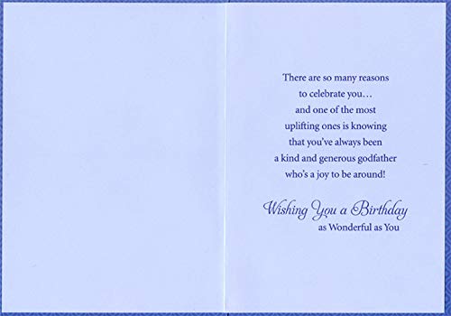 Elegant Red, Blue & Yellow Balloon Birthday Card with Glitter Border - Perfect for Godfather's Day, Anniversaries & Special Celebrations