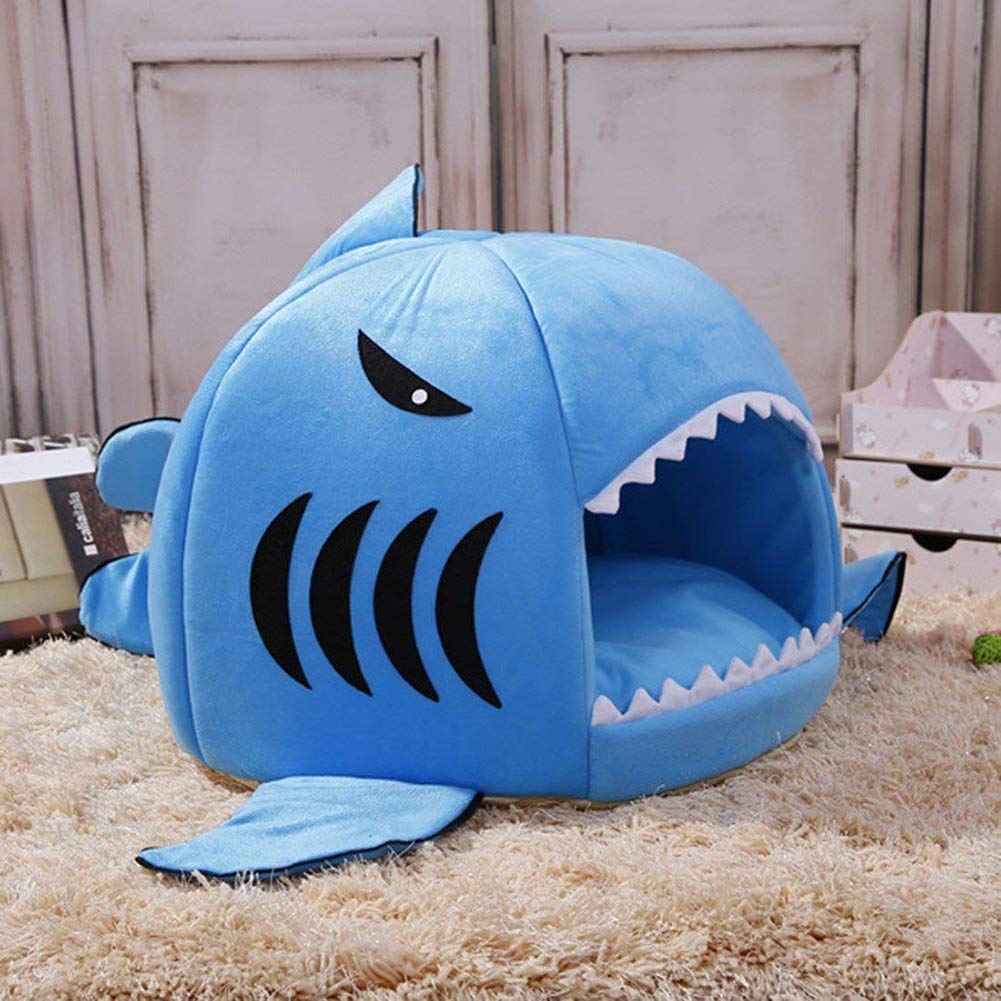 Shark Shaped Pet Bed for Dogs & Cats - Cozy Warm Puppy Bed House Nest for Small Pets, Grey XXS - Perfect for Winter & Autumn Comfort in Home or Kennel