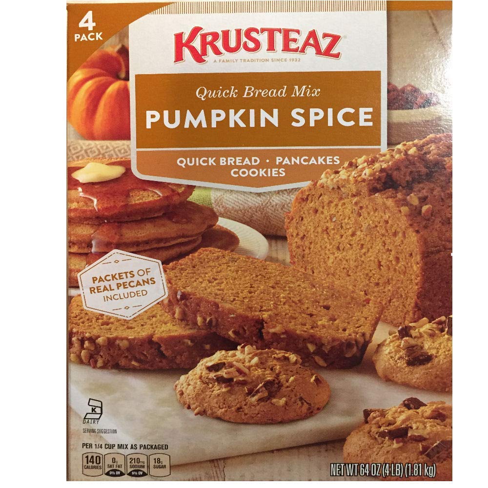 Krusteaz Pumpkin Spice Quick Bread Mix - 64 oz (4 Pack) | Easy Homemade Fall Dessert | Perfect for Thanksgiving, Holiday Baking & Family Gatherings