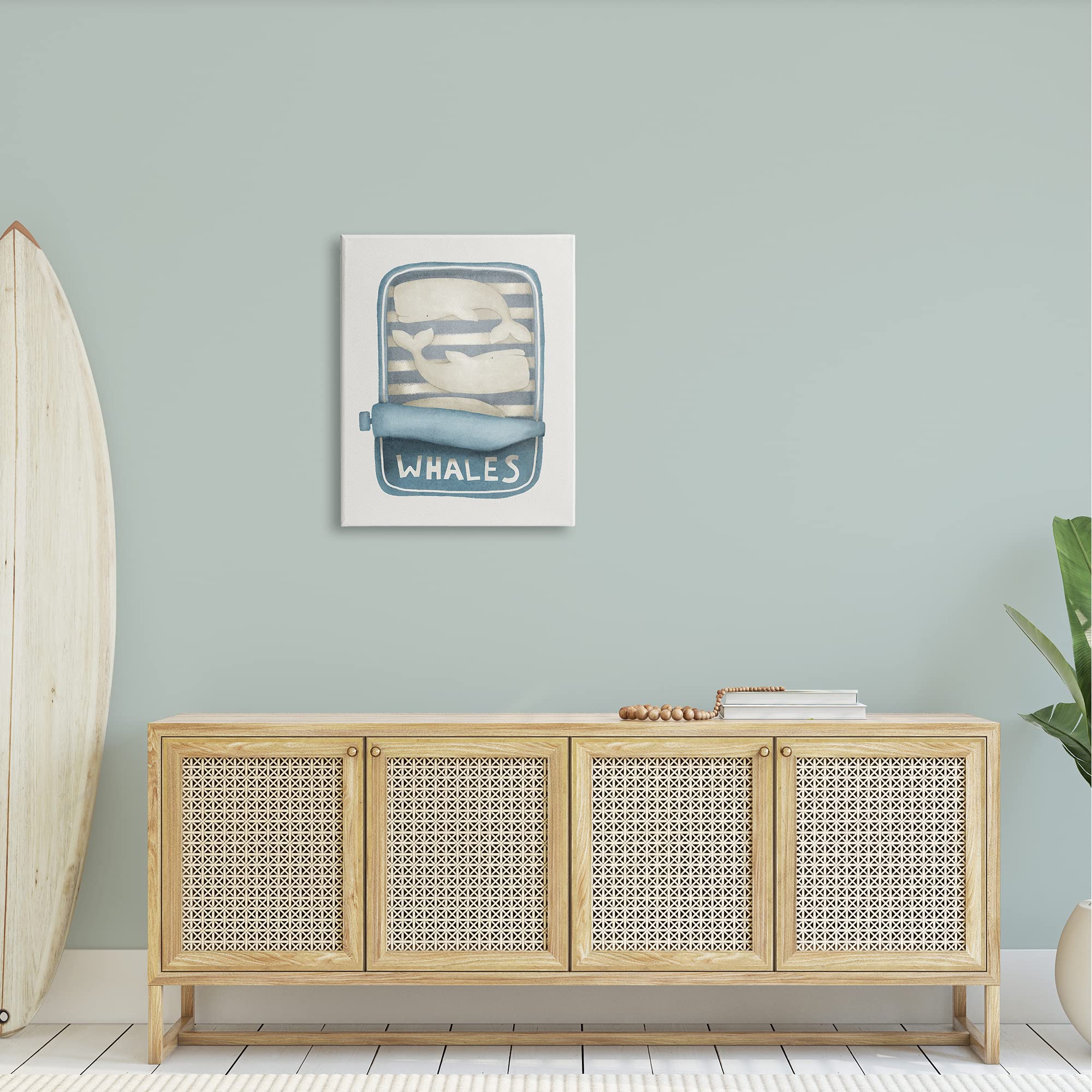 Stupell Industries Whimsical Whale Tuna Can Art Print - Leah Straatsma Sea Life Design - Perfect for Beach House Decor & Kids Room Wall Art