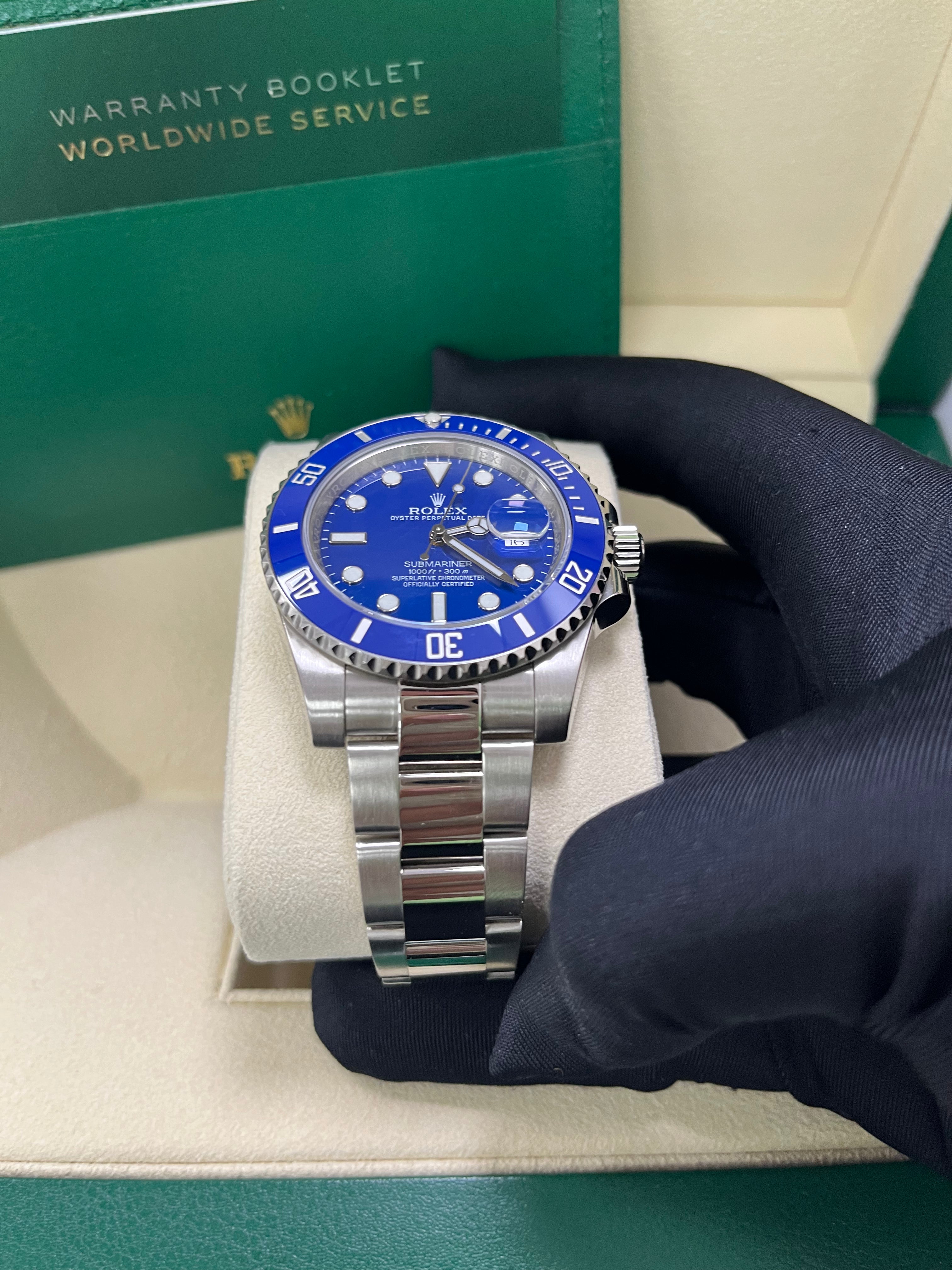 Rolex Submariner Date 40mm White Gold Blue Dial Smurf Watch (Ref. 116619LB) - Luxury Diving Timepiece for Men, Perfect for Water Sports & Formal Occasions