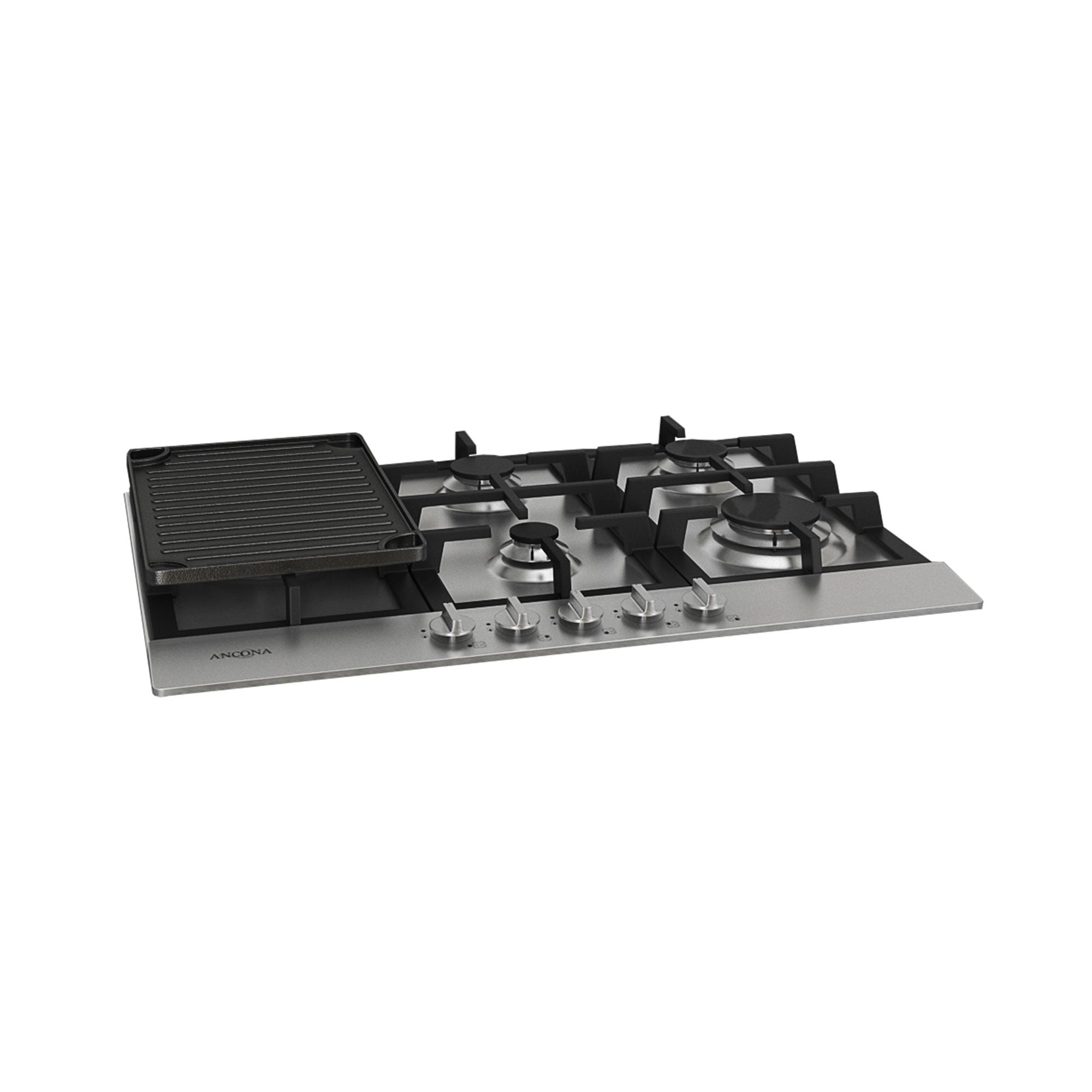 Ancona 30 Inch Stainless Steel Gas Cooktop with 5 Burners & Cast Iron Griddle - Perfect for Home Kitchen, Restaurant, and Outdoor Cooking