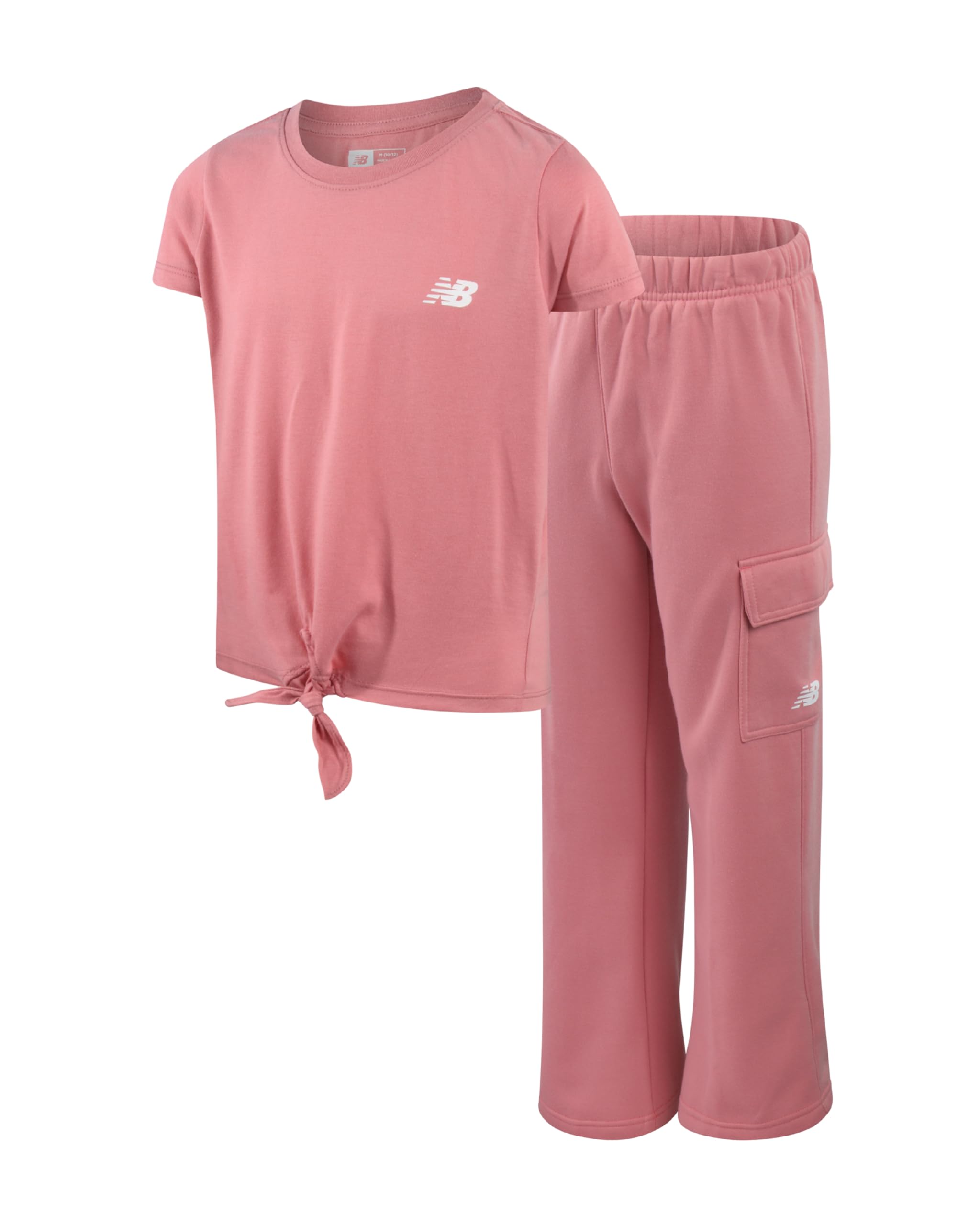 New Balance Girls' Jogger Set - Short Sleeve Performance T-Shirt & Sweatpants Outfit (Size 7-16) | Athletic Wear for Running, Gym & Casual Play
