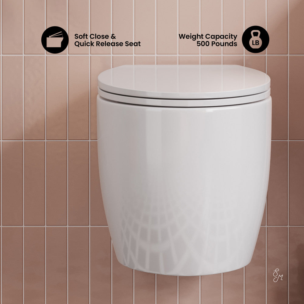 Wall-Mounted Toilet Bowl - Glossy White Modern Space-Saving Design for Small Bathrooms | Perfect for Contemporary Homes, Apartments & Commercial Spaces