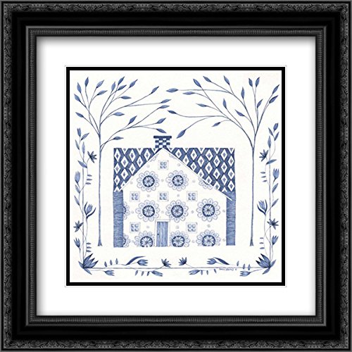 Country Blue House IV - 15x15 Black Ornate Framed & Double Matted Museum Art Print by Cindy Shamp | Perfect for Living Room, Bedroom & Office Wall Decor