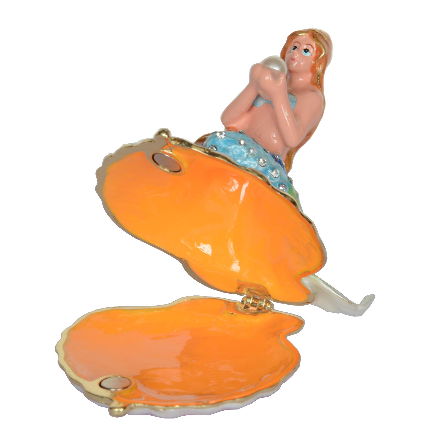 Exquisite Mermaid on Scallop Shell Jewelry Box - Metal Ring Holder & Trinket Box for Collectors - Perfect Gift for Beach Lovers, Home Decor & Jewelry Storage